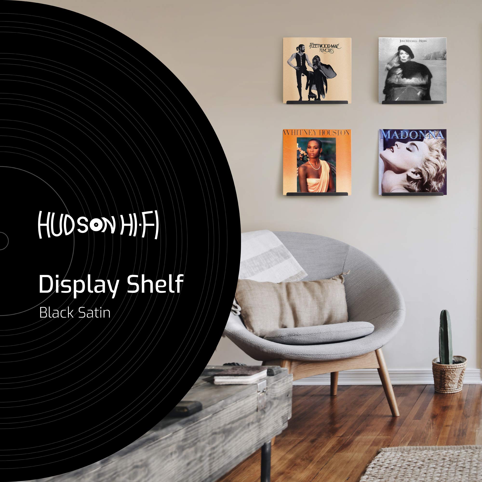 Hudson - Soporte de pared para discos LP de vinilo, para mostrar tu colección con estilo 4
