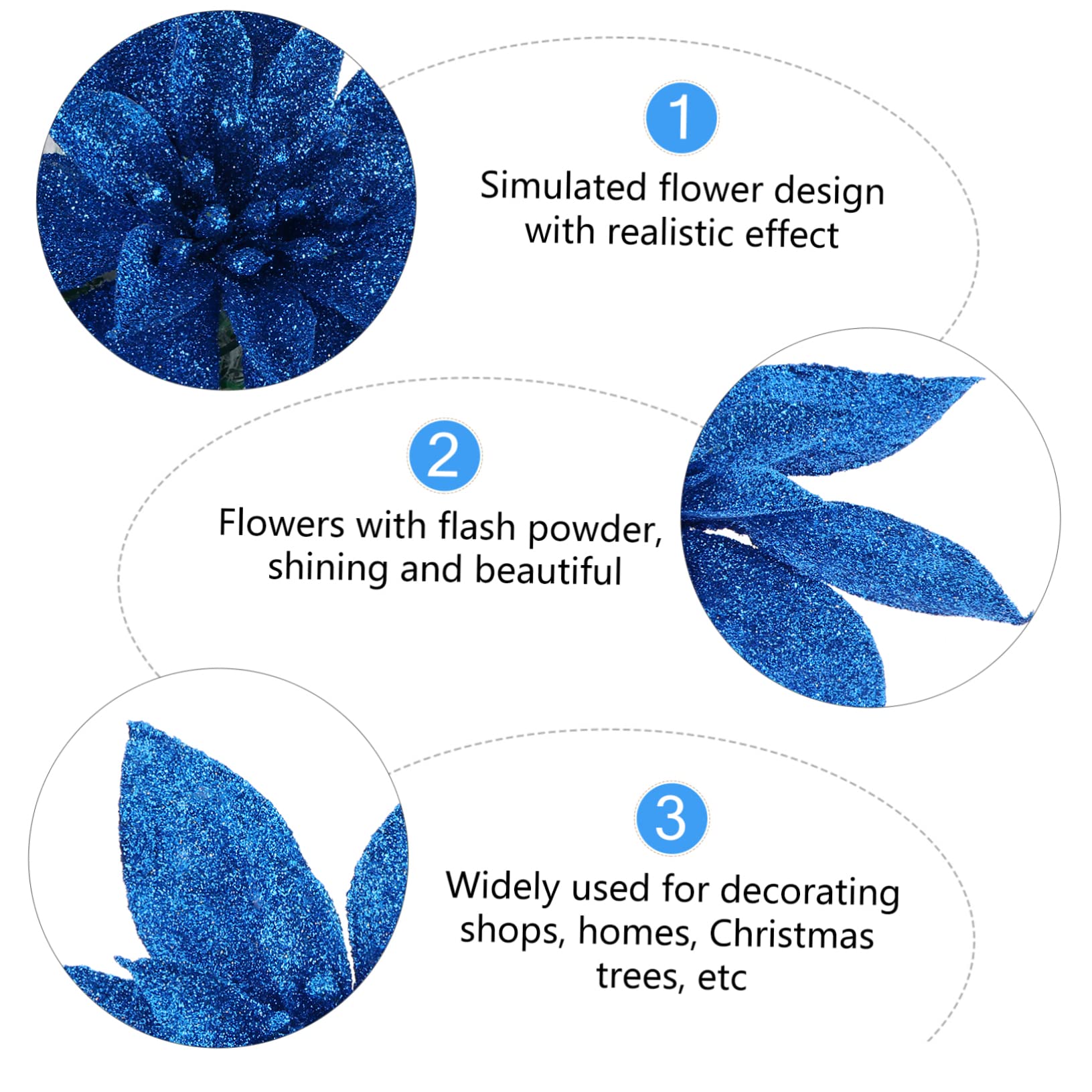Cabilock 18piezas Flores Artificiales De Navidad para Decoración De Árbol Adornos Navideños De Poinsettia Simulación Floral para Hogar y Fiestas
