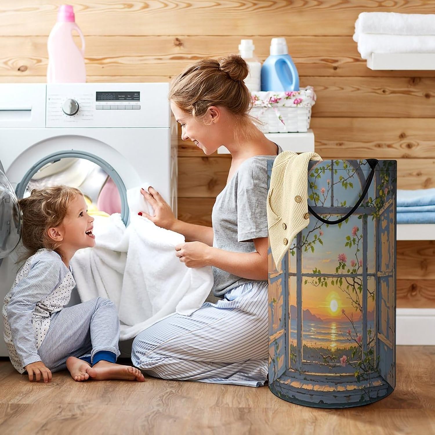 When The Sun Goes DownFoldable Large Capacity Laundry Hamper with Handles,Extra Big Collapsible Clothes Basket for Home Storage