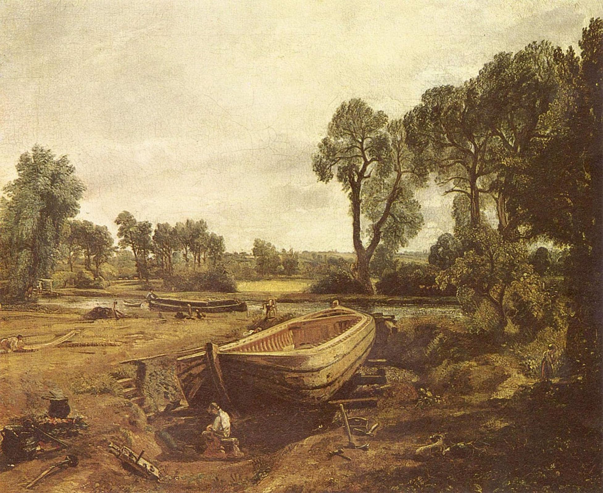 POSTERIIk Vintage Classic Picture Landscape Artwork Bootsbau in by John Constable Portrait Canvas Painting for Office Home Decor 60x90cm