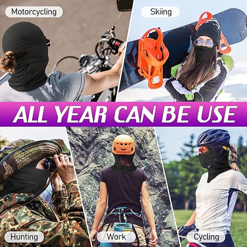 Miniatura 6 de CUIMEI Balaclava Face Mask for Women with Ponytail Hole Neck Gaiter Face Cover Moisture Wicking for Ski Motorcycle Cycling