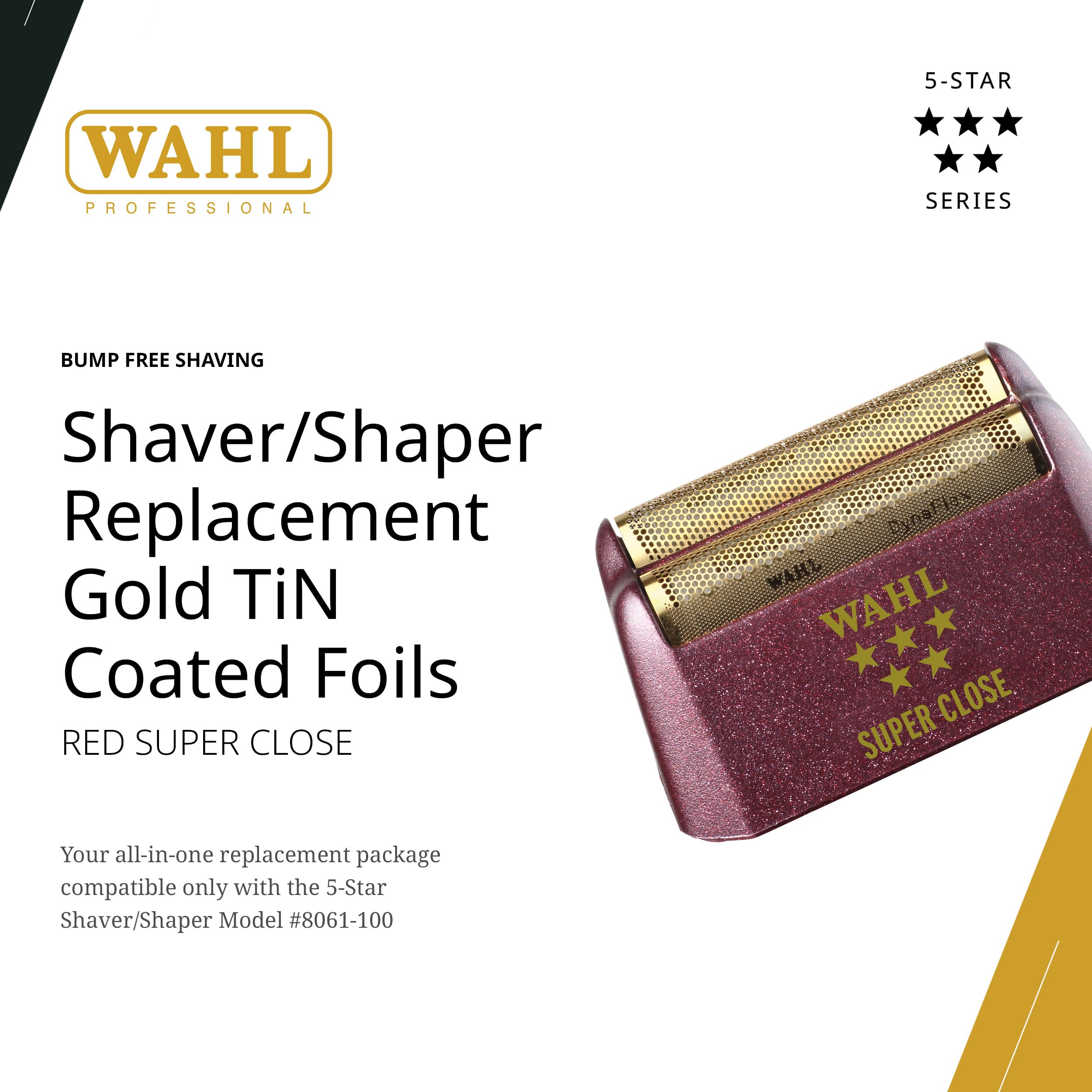Wahl Professional 5 Star Series - Testina di ricambio per rasoio, in lamina d’oro, ipoallergenica, rasatura super ravvicinata, per barbieri professionisti e stilisti, modello 7031-200