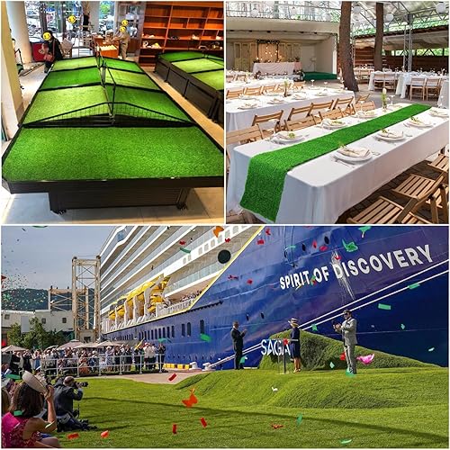 Miniatura 7 de Alfombra de césped artificial de calidad de 0.8 pulgadas, 6 pies x 14 pies, para interiores y exteriores, alfombra de césped sintético para