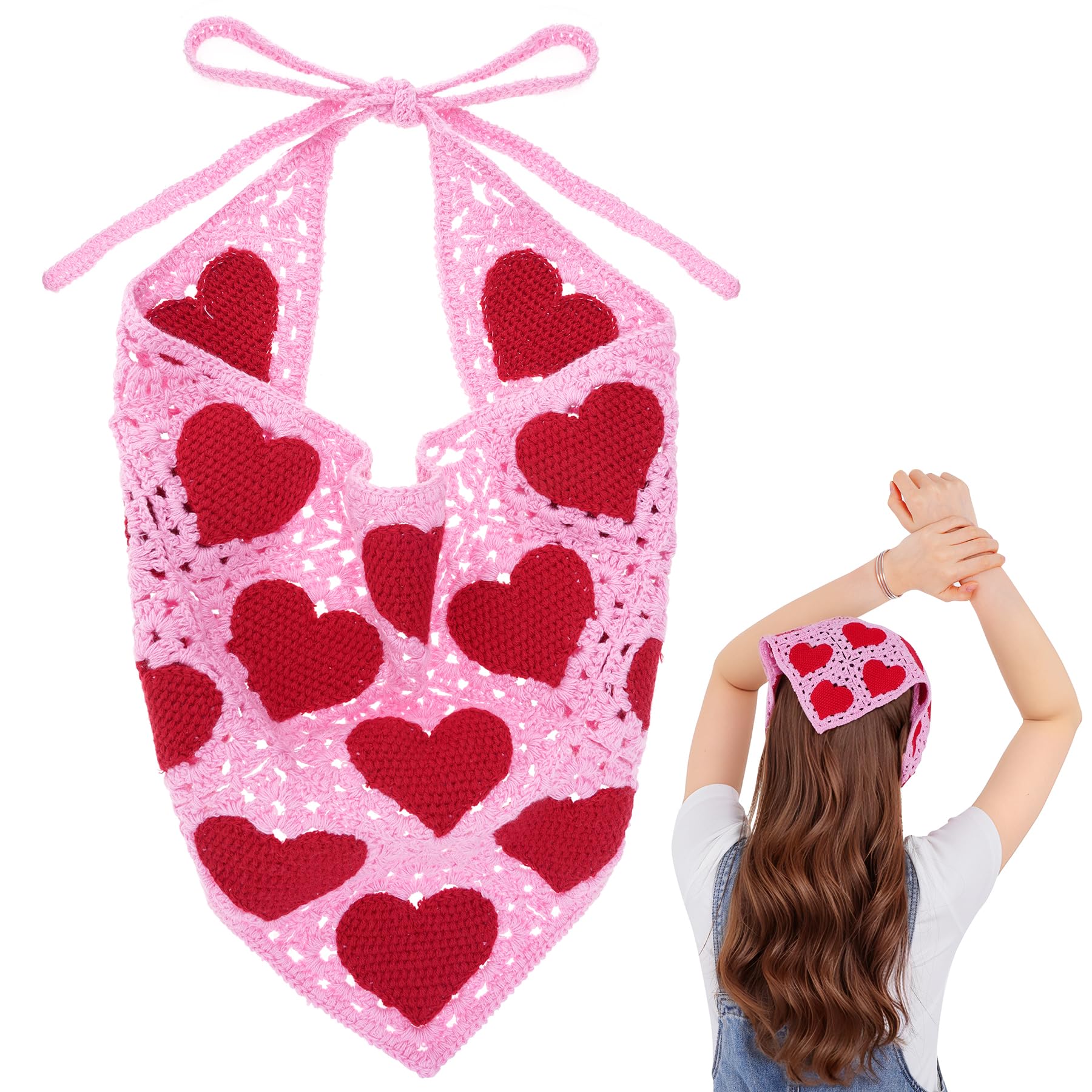Amazon.com : hoyuwak Crochet Head Scarf Bandanas Heart Headbands