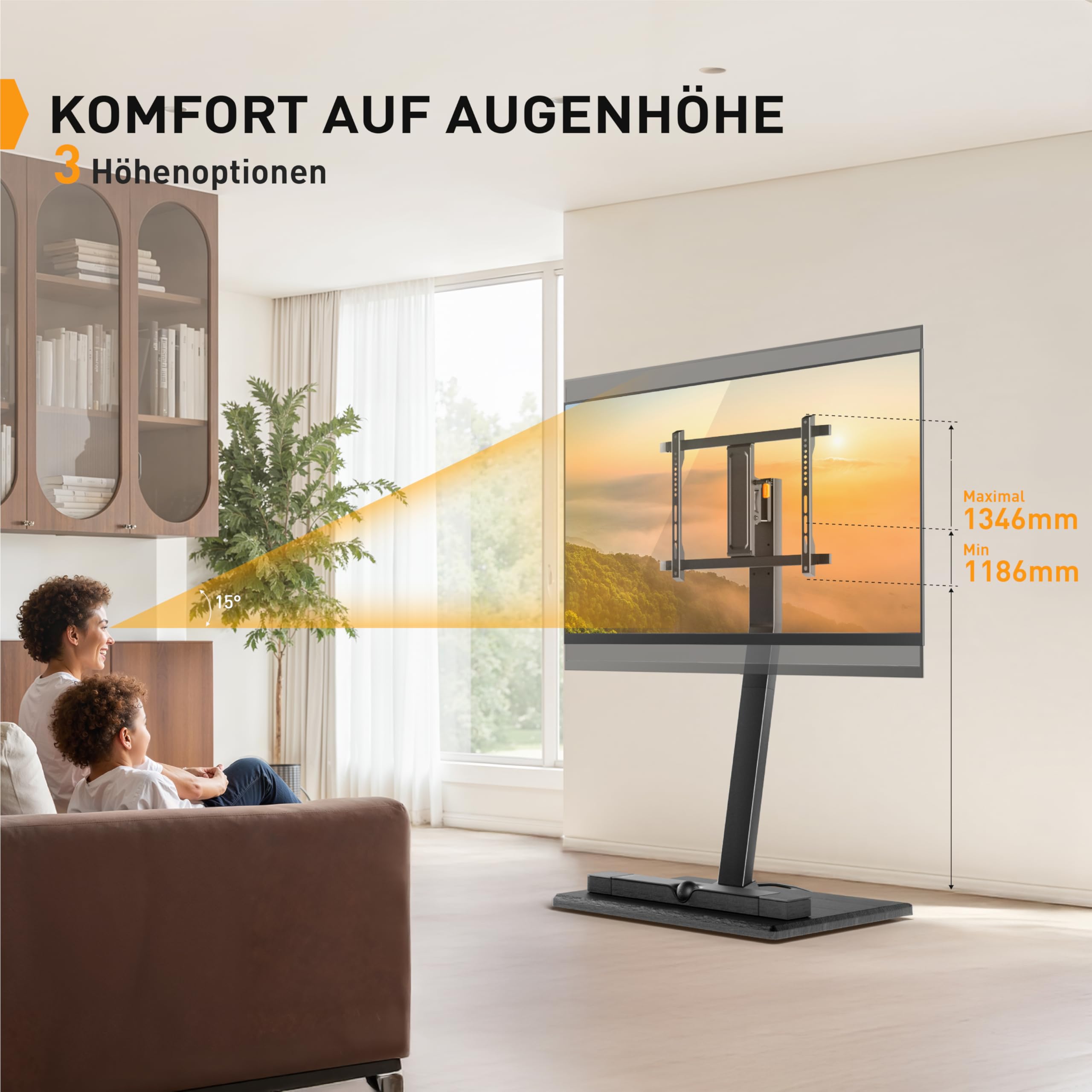 Perlegear TV Ständer Rollbar, TV Stand Standfuß Fernsehständer mit Rollen für 30-70 Zoll Fernseher, Höhenverstellbar Schwenkbar Neigbar Mobil mit Versteckten Rollen, bis zu 40 kg, Max VESA 400x400mm