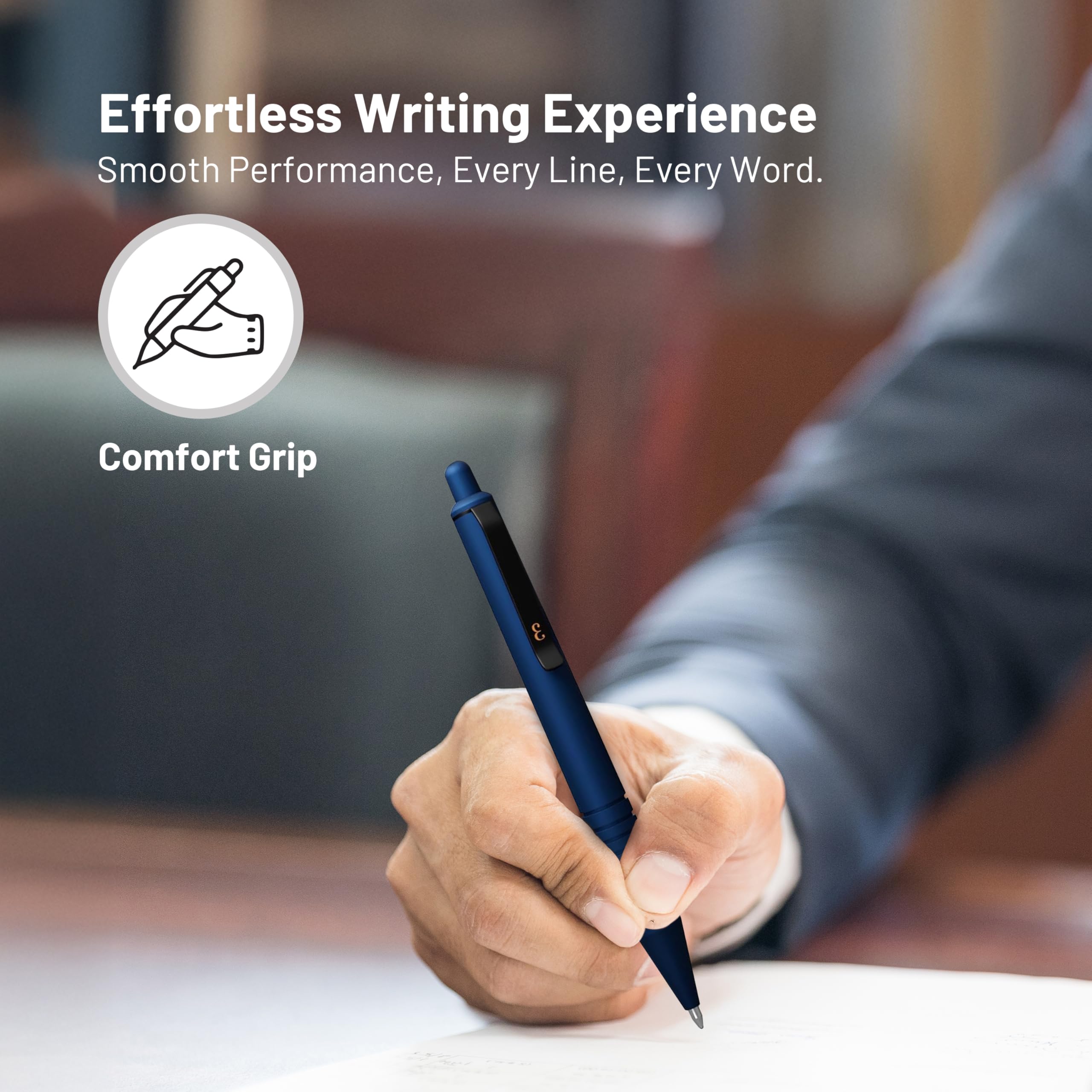 Everyman Midnight Super Matte Mini Click Pen Compact Refillable 0 7mm Gel Pen with Premium Grip Pocket-Size Metal — view 2