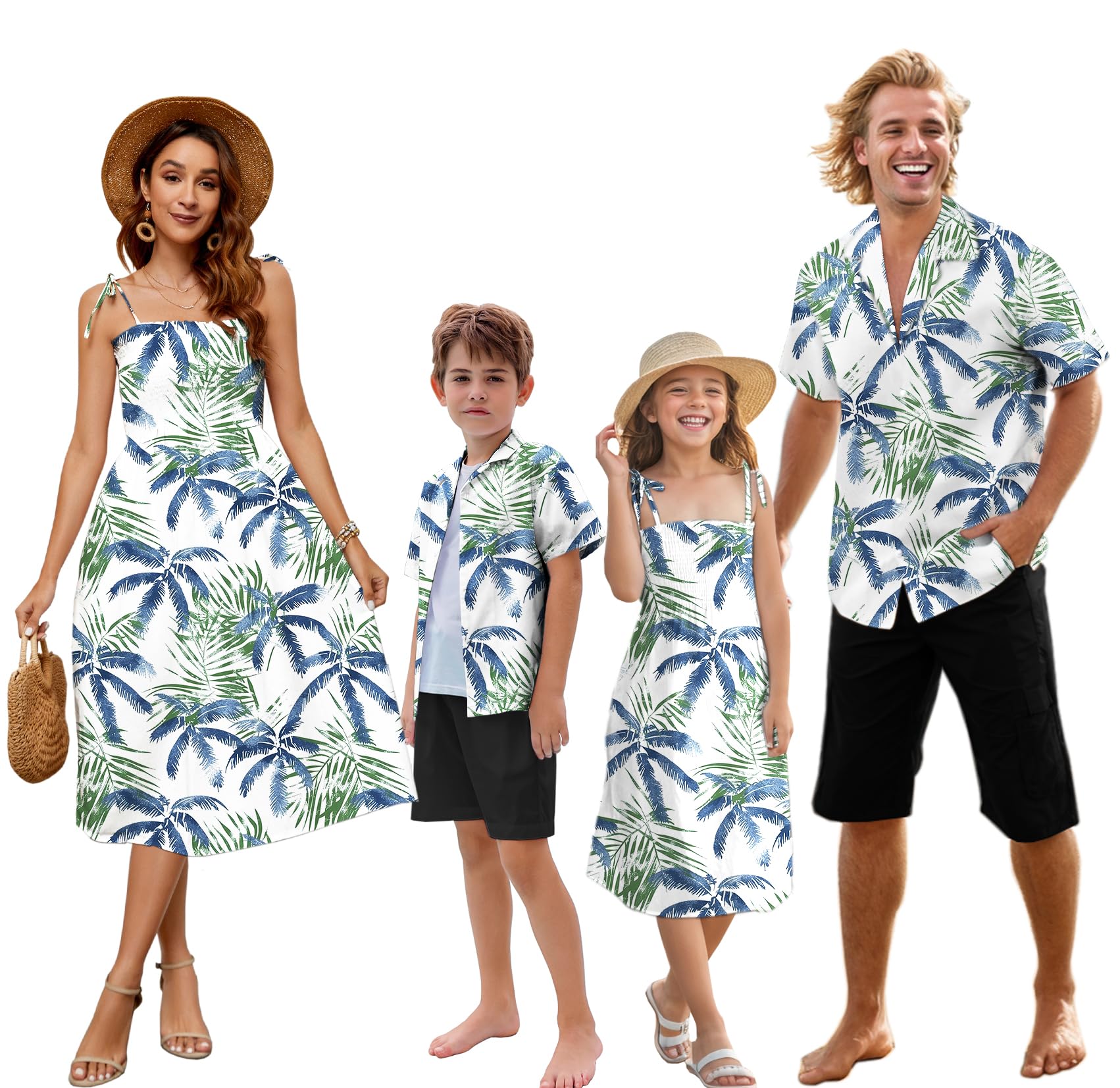 SANGTREE Family Matching Hawaiian Outfits , Casual Beach Travel Clothes ，Vacation Clothing Set for Women &amp; Men &amp; Girls &amp; Boys