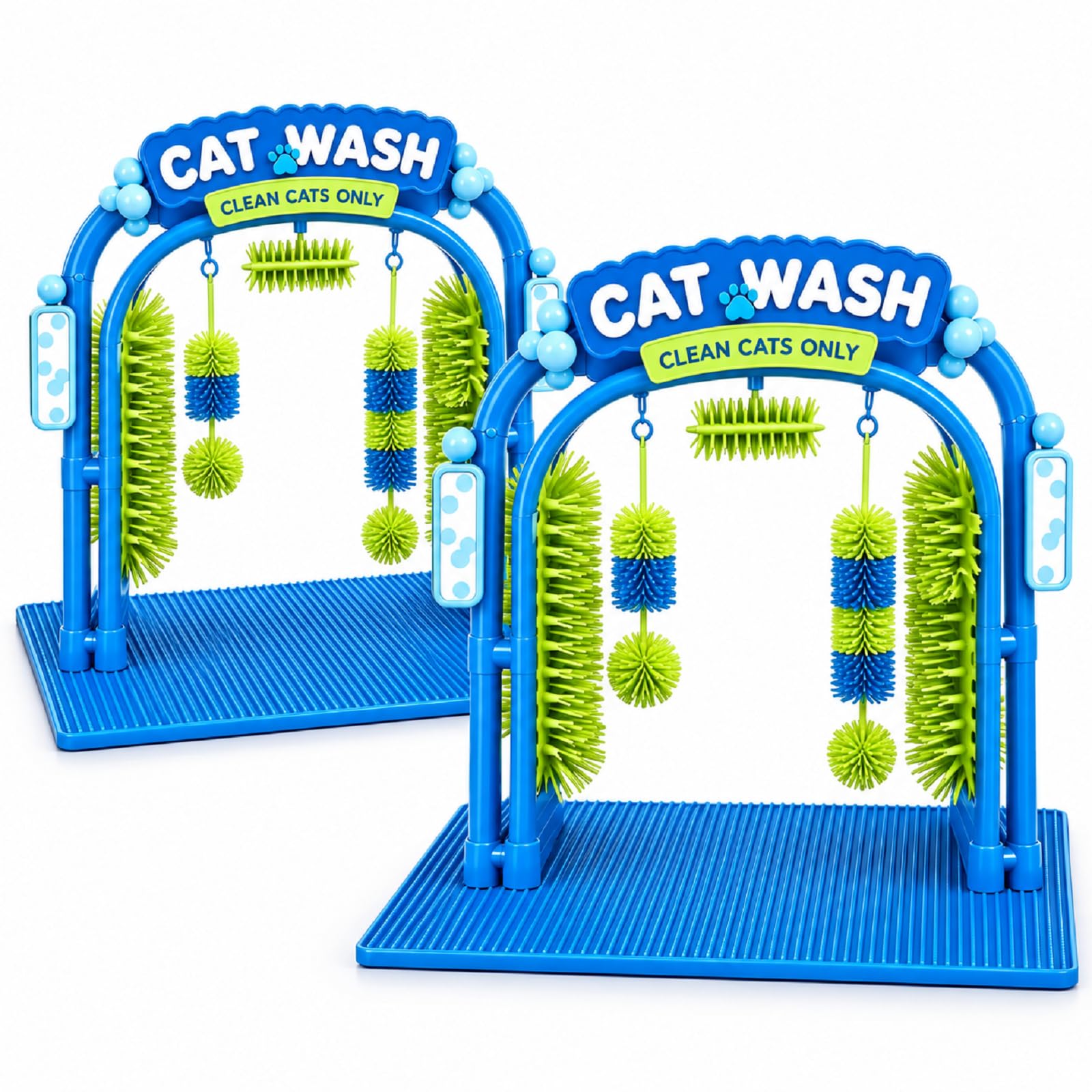 Cat Wash Grooming Station, Self Groomer Massage Toy for Indoor Cats (2PCS)