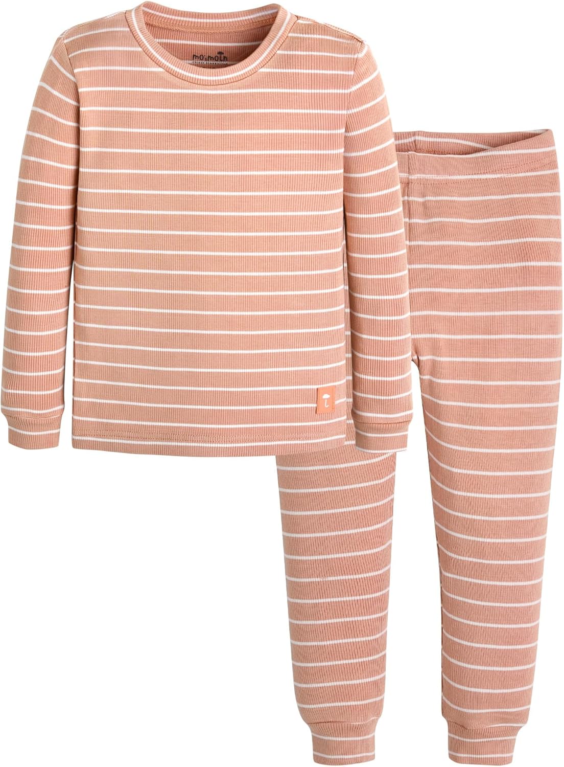 moimoln 12M-8Y Unisex Ribbed Stripe Sleepwear Baby Toddler Pajama Set, Soft Viscose, Snug Fit, Kids PJs for Daily Life