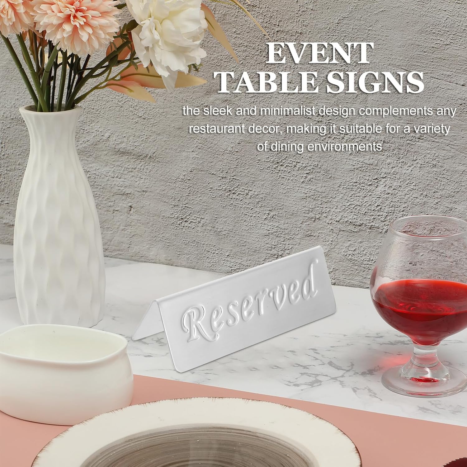 Stainless Steel Double-sided Table Tent Sign for Reservation, Small Tabletop Display Stand for Weddings, Restaurants, and Events, Sturdy Room Reservation Sign