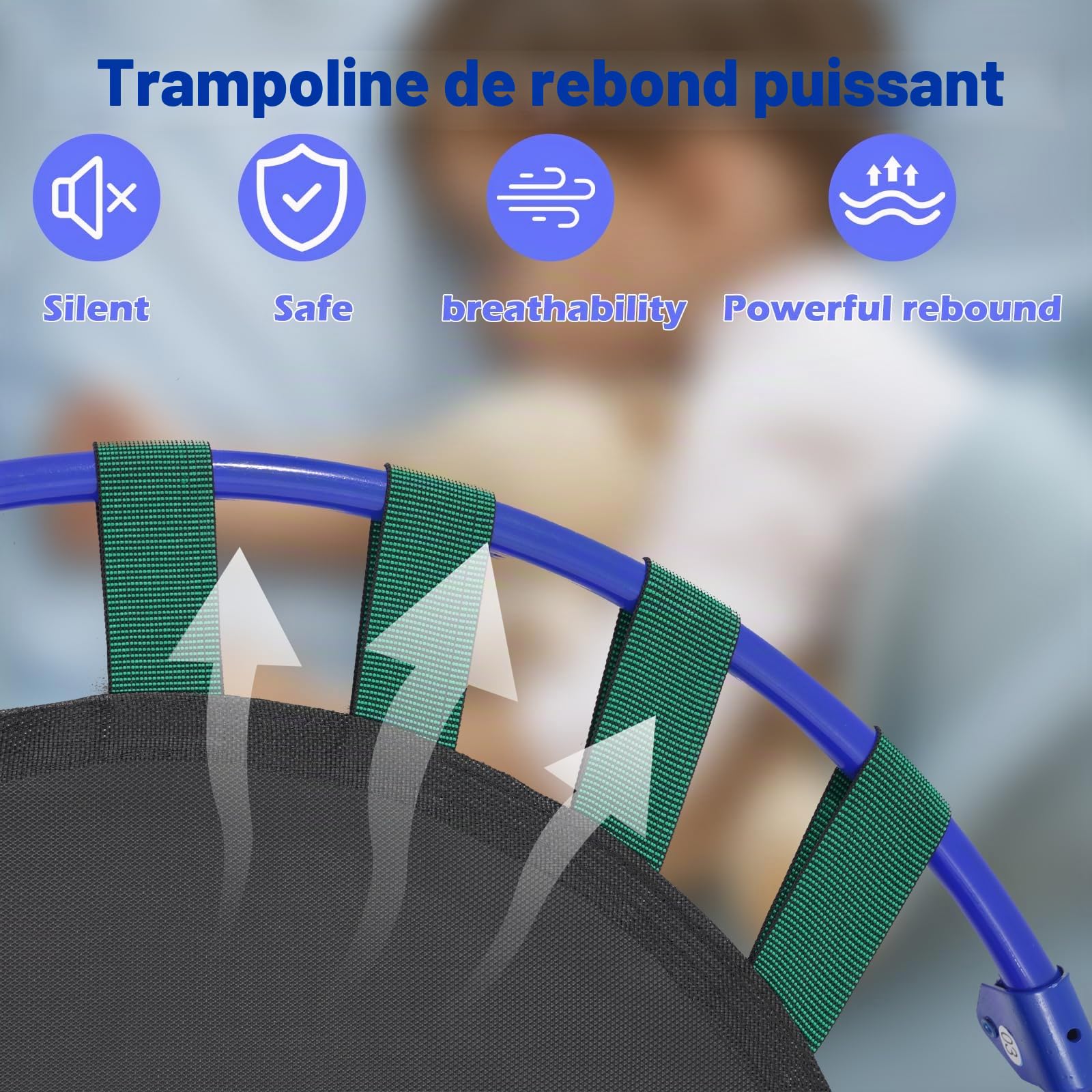 Trampoline Enfant|Trampoline Pliable Enfant Trampoline d'exercice Rebond avec Poignée en Mousse et Housse Rembourrée| Convient pour l'intérieur et l'extérieur