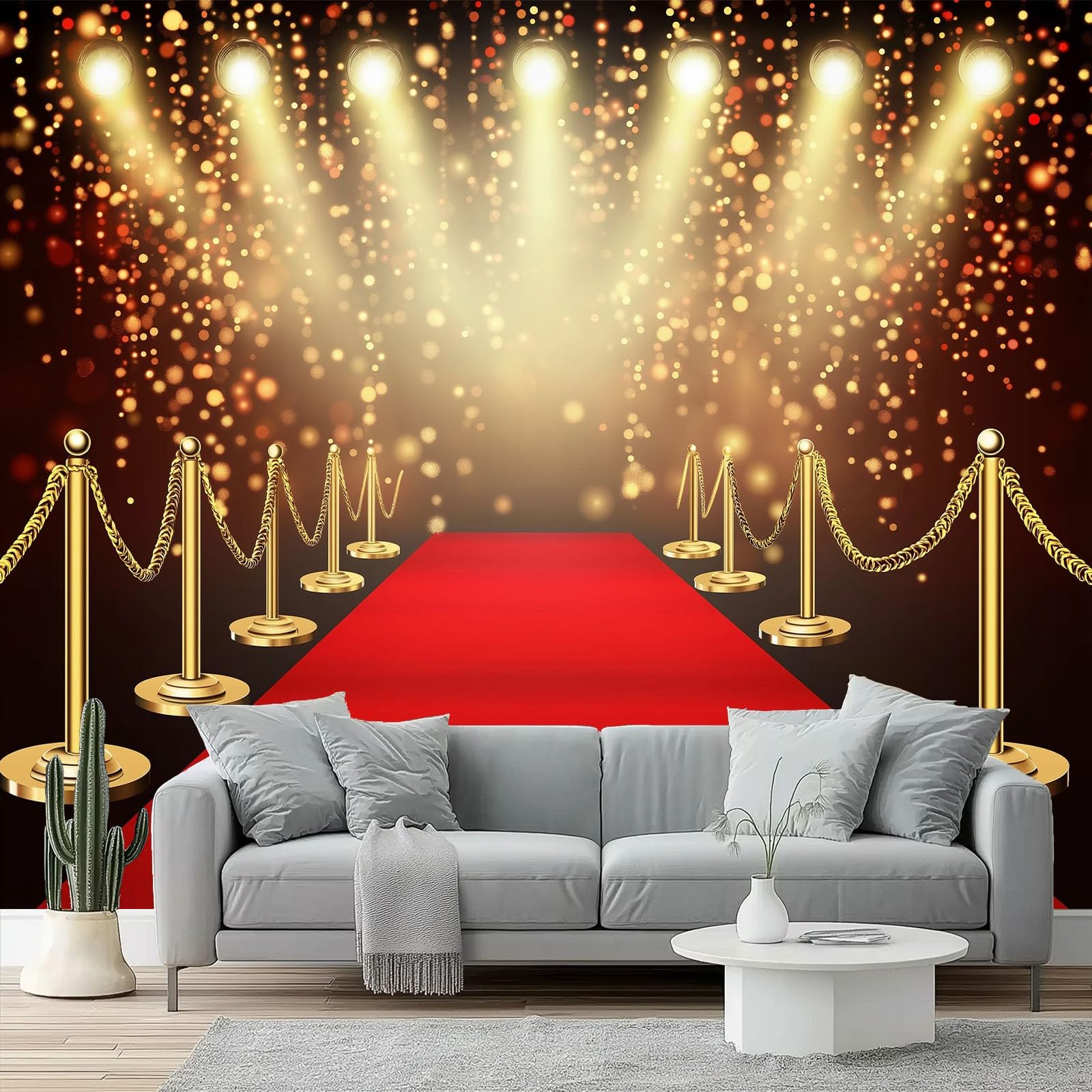 Mural de pared no tejido de alfombra roja para decoracion de salones modernos