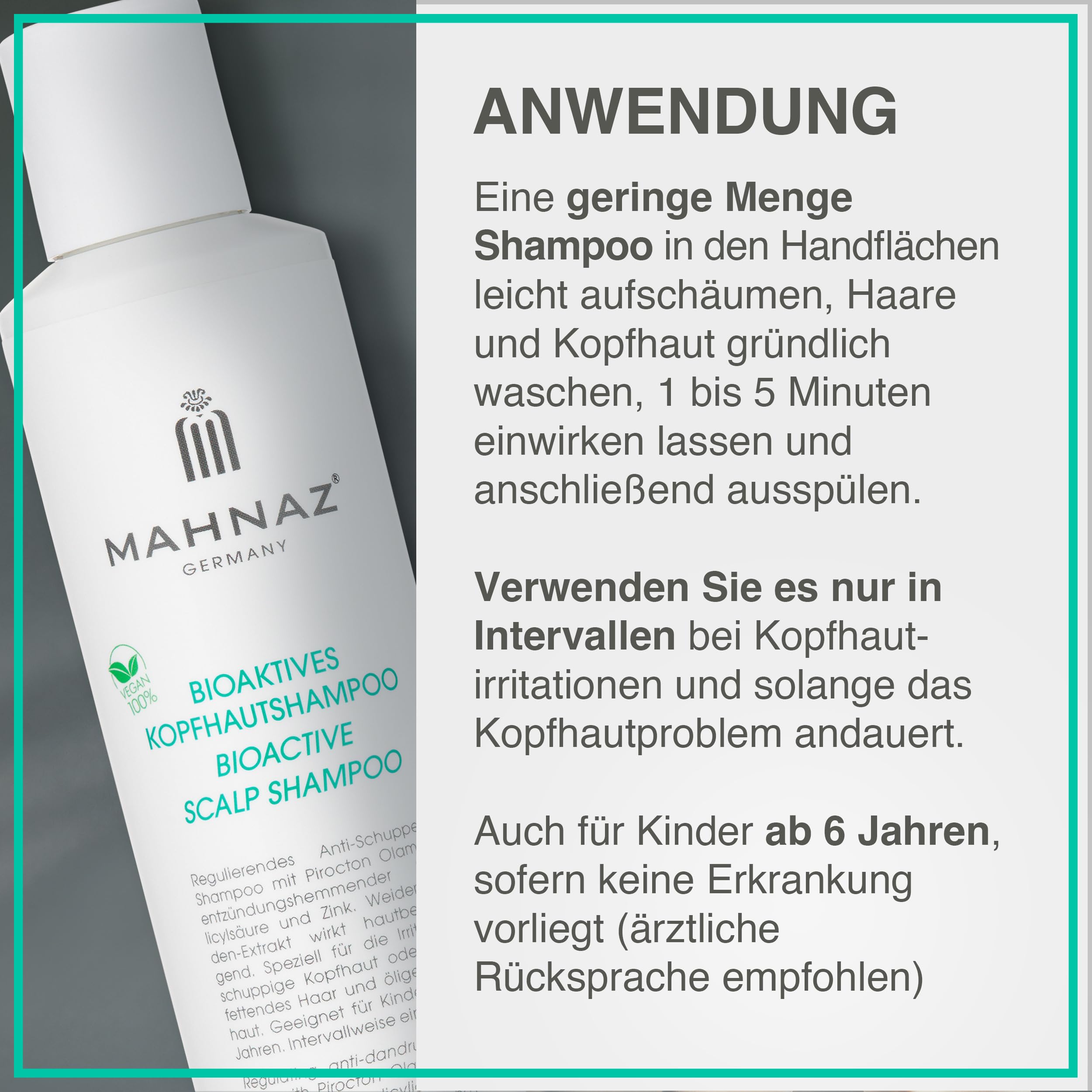 MAHNAZ Kopfhaut-Shampoo | Anti-Schuppen & Juckreiz und fettige Kopfhaut | Vegan | Ohne Silikone & Parabene | Für Erwachsene & Kinder ab 6 | Dermatologisch getestet |, sanft & wirksam, 200ml