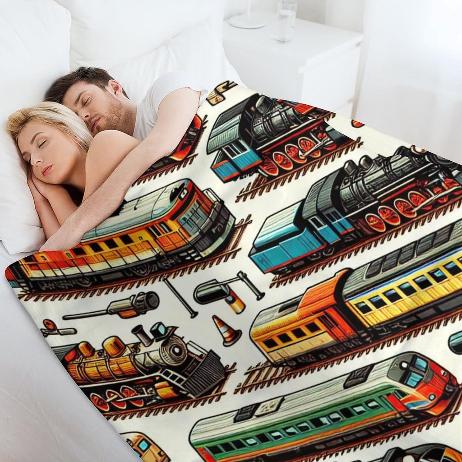 Soft Flannel Train Blanket - Warm Throw Blankets for Girls & Boys - All Season Lap, Chair, Sofa - 50"x40" - Image 6