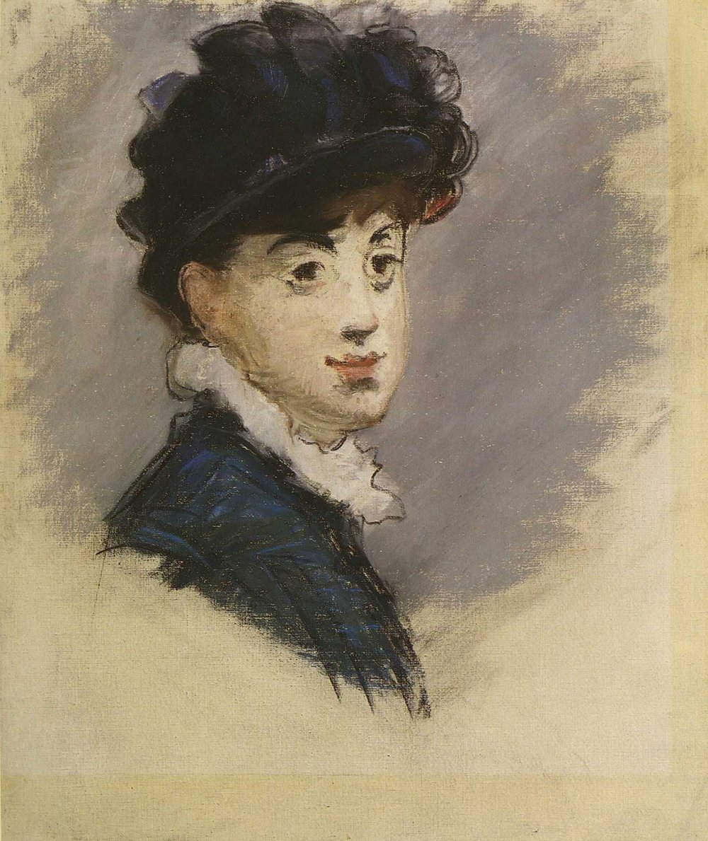 Cuadro La Femme a Chapeau Noir de Edouard Manet, lámina mate pequeña con marco negro