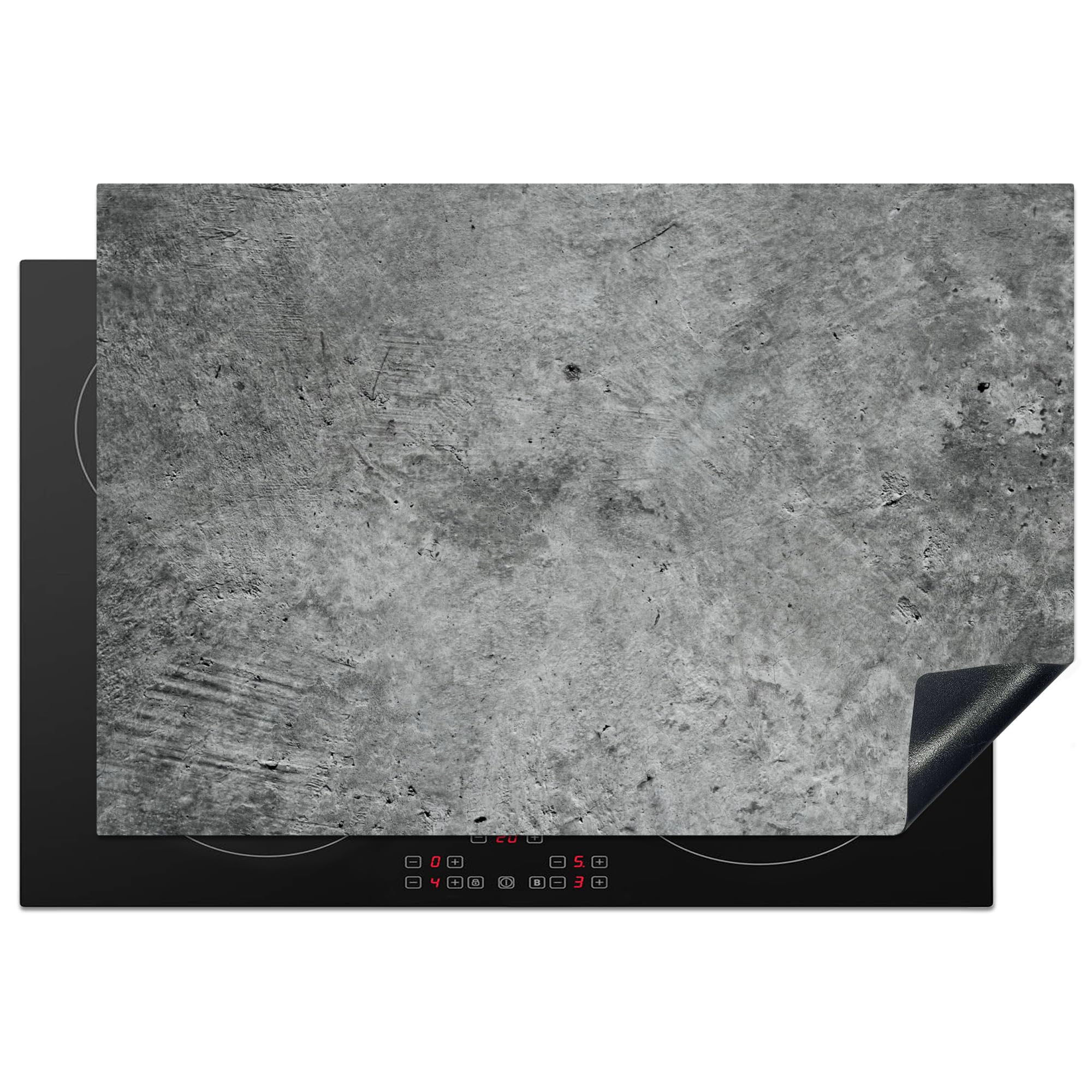 KitchenYeah© Induction Hob Protector Mat 20.1"x30.3" / 77x51 cm Stove Cap Top Cover Kitchen Cooker Covers for Electric Hobs Vinyl Concrete - Slate - Grey - Concrete Structure — image 1