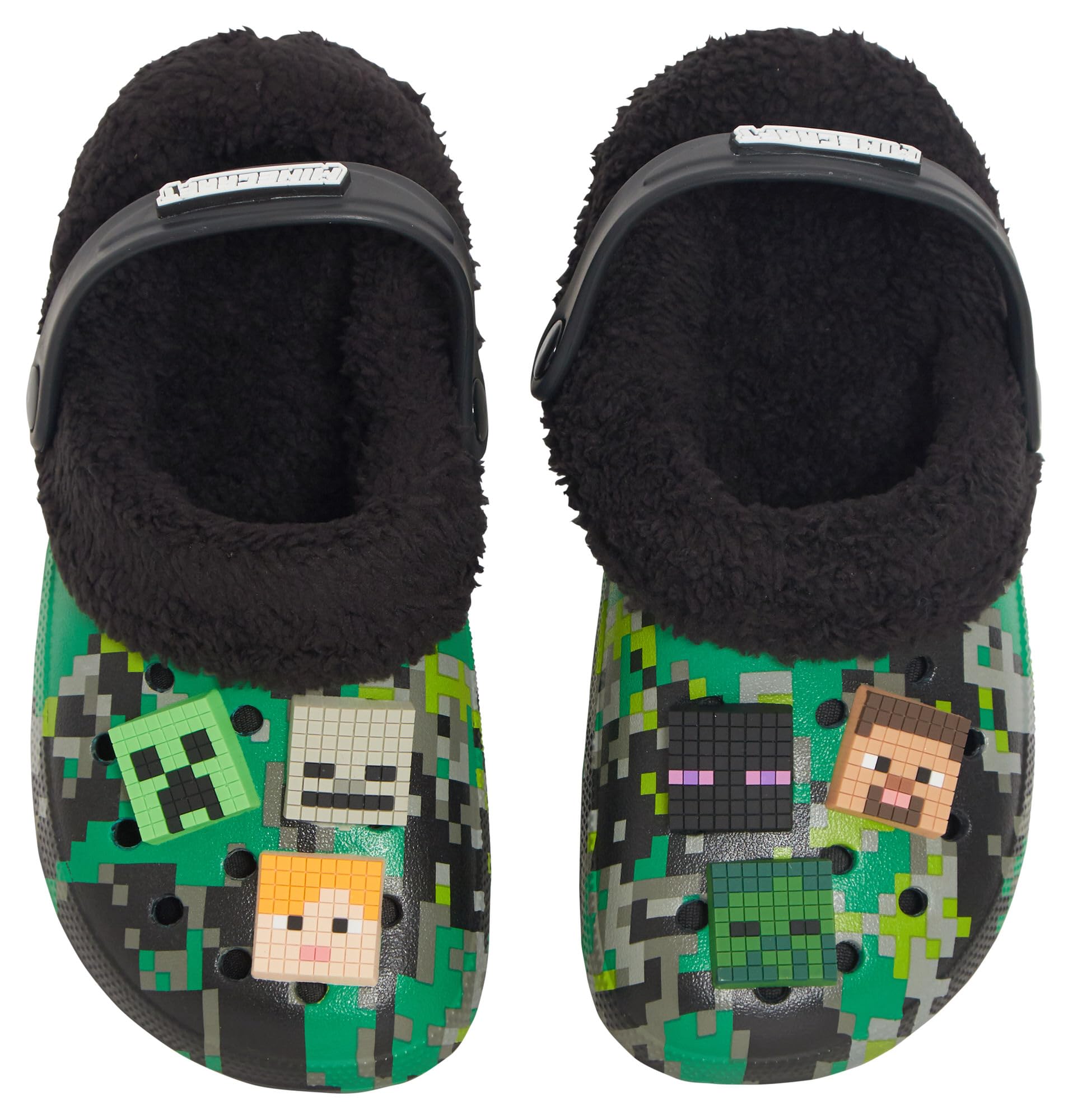 Minecraft Zuecos con forro polar de piel extraíble + 6 dijes de personajes para todas las estaciones
