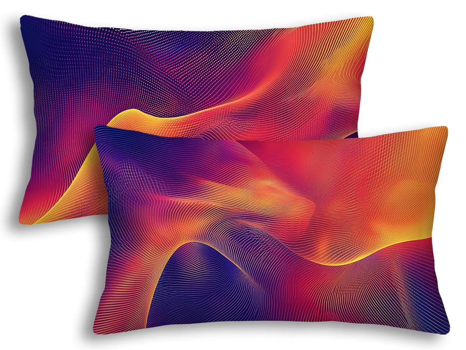 Taie d'oreiller rectangle 40x80 motif abstrait orange en lot de 2 pour décoration chic