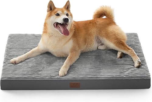 Bedsure Camas para perros de tamaño grande, camas ortopédicas para mascotas con funda extraíble lavable a máquina, no impermeable, almohadilla de