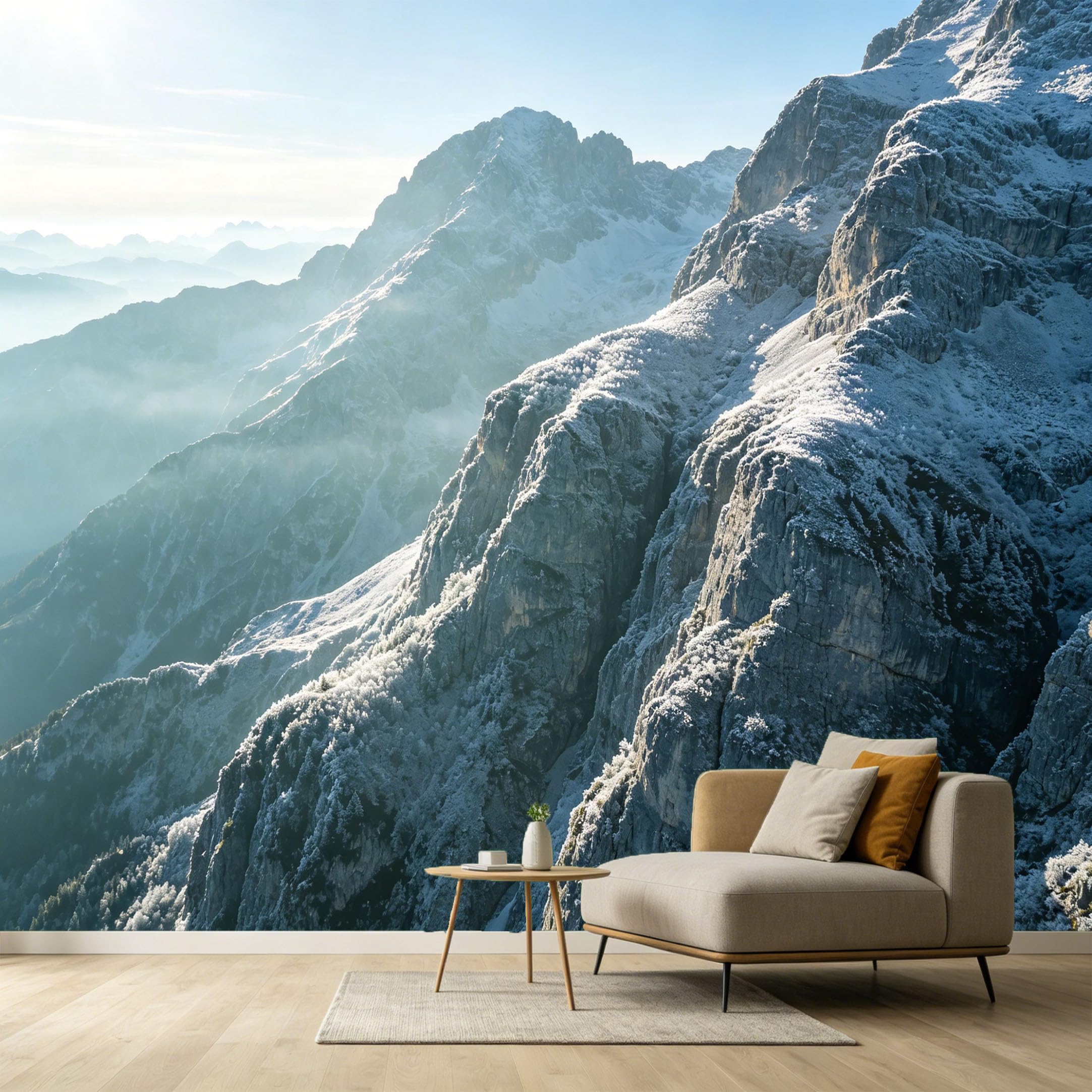 Custom Size Wall Murals Snow Mountain Peaks Landscape 3D Trompe L'Oeil SelfAdhesive Wall Fabric Removable Large Wallpaper for Photo Living Room Interior Decor