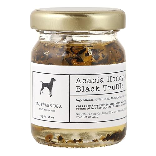 Trucfles USA Acacia Truffle Honey 1,76 oz Importado de Italia especial Truffle Jam Jar vegetariano libre de gluten Kosher