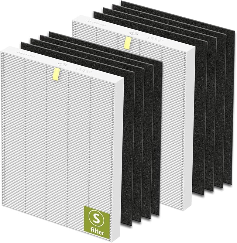 Filtro de repuesto C545 HEPA S para purificador de aire Winix C545 PlasmaWave | Compatible con filtro Winix S 1712-0096-00 y 2522-0058-00, 2 filtros de aire HEPA y 8 filtros de carbón activado