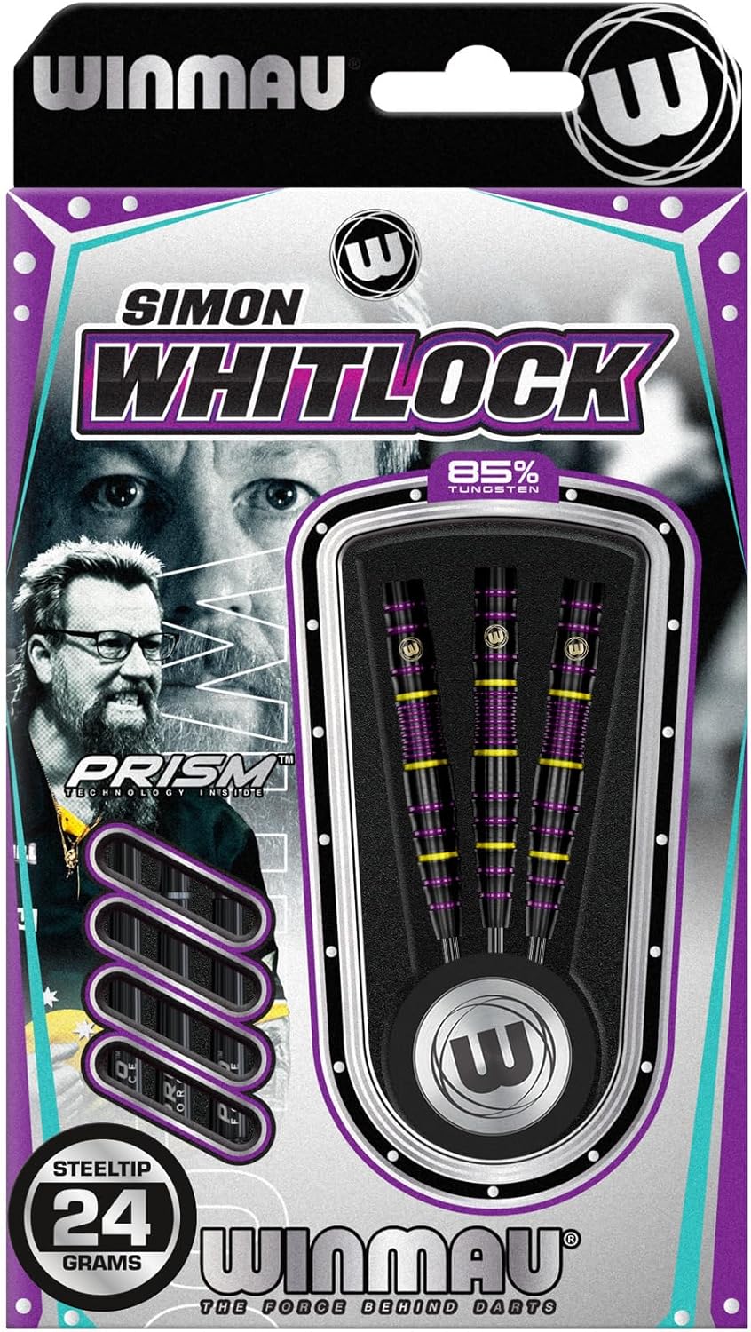 Winmau Simon Whitlock The Wizard 85% Tungsten Edition Professional Tungsten Darts Set with Flights and Stems (Shafts)