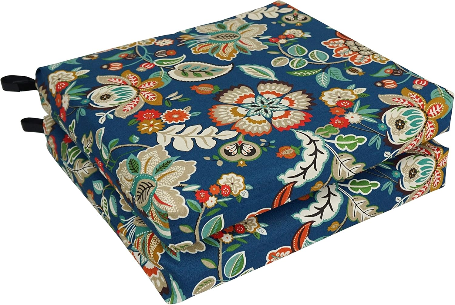 Blazing Needles Square Outdoor Chair Cushion, 20 x 19, Telfair Peacock 2 Count