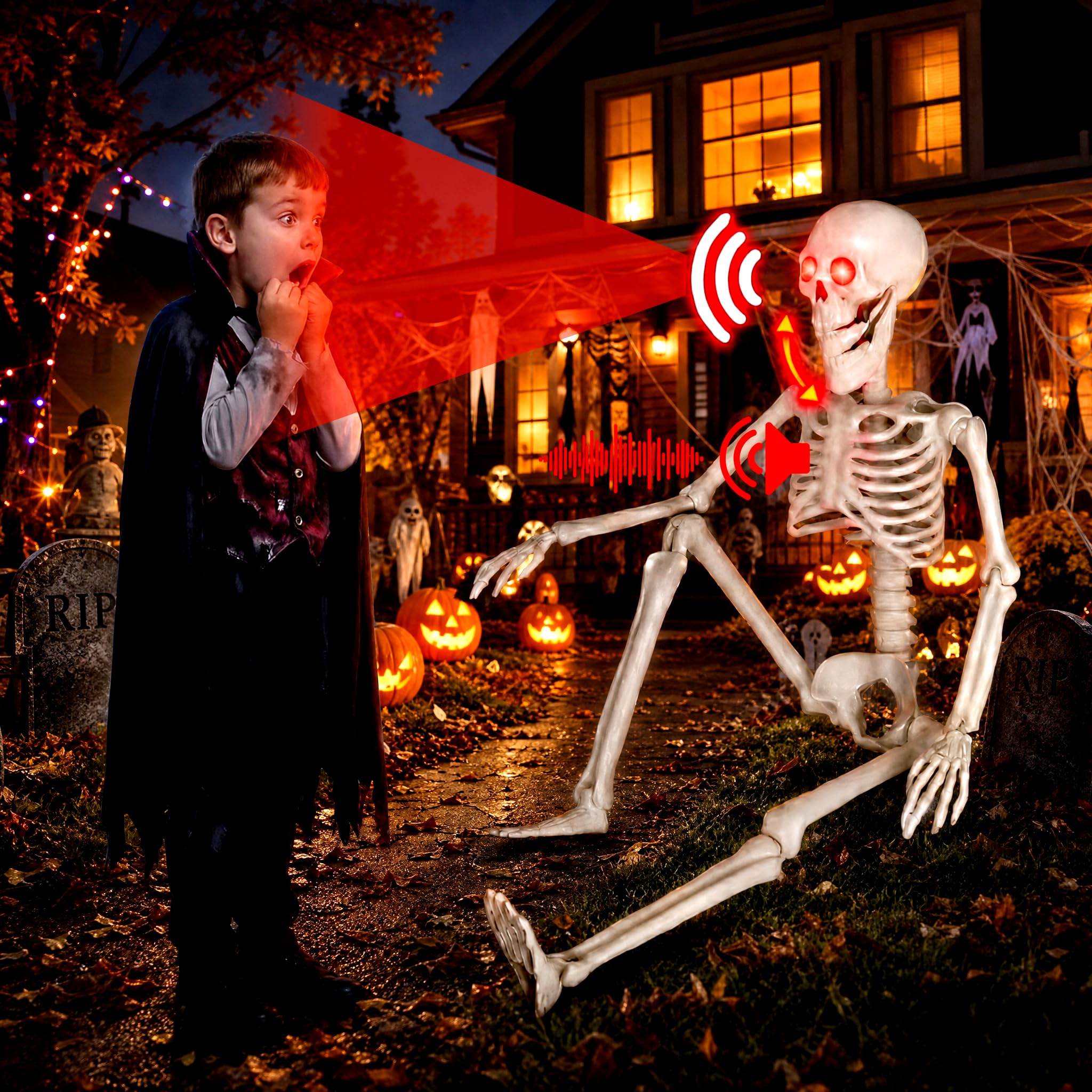 HBSTK 2 Pack 36 Inches Pose-N-Stay Halloween Skeleton Life Size Full Body Posable Movable Jonints for Halloween Decoration Decor