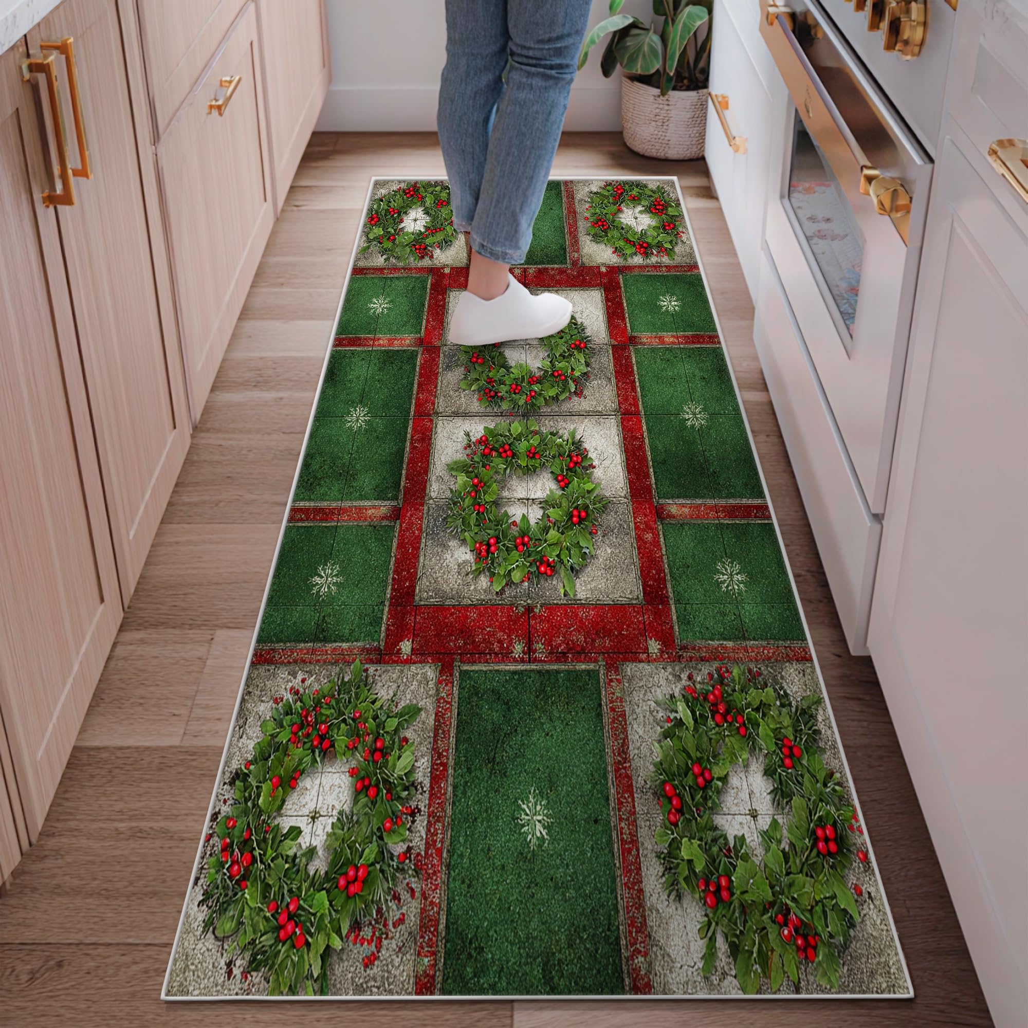 Tapis de couloir flocon de neige de Noël pour l'ambiance de la cuisine