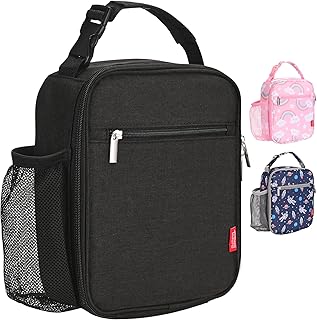 Kids Lunch Box for Girls Boys Reusable Lunch Bag for Kids Insulated Lunch Box Bag Kid Lunchbox Small Lunchbag for School Toddler Lunch Box for Daycare Portable Lunch Bag for Children Black