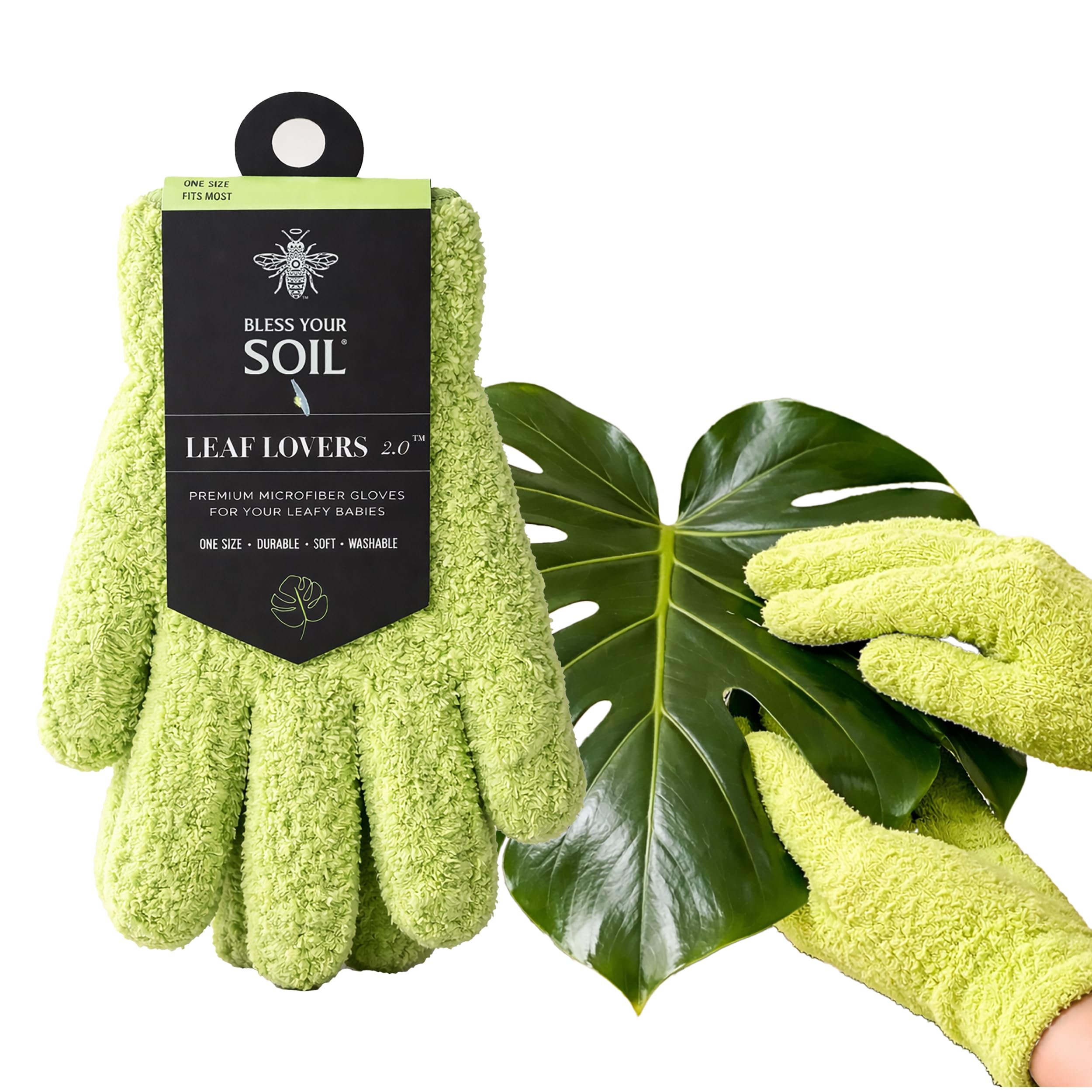 BLESS YOUR SOIL Microfiber Dusting Gloves for Plants : Premium, Gentle, Traps Dust, Washable, Lint Free : Use with Big Leaf Energy ready-to-use spray for houseplants-image-31