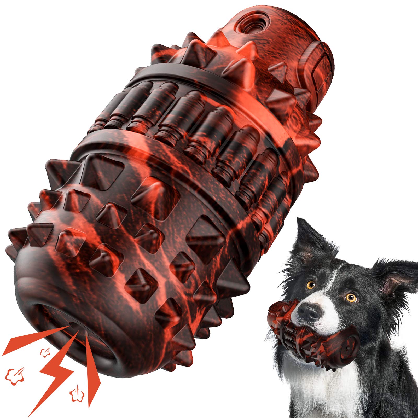 Dog Chew Toys, HETOO Indestructible Tough Dog Squeak Toy For Aggressive Chewers Medium Large Breed Dog Dental Care Teeth Cleaning