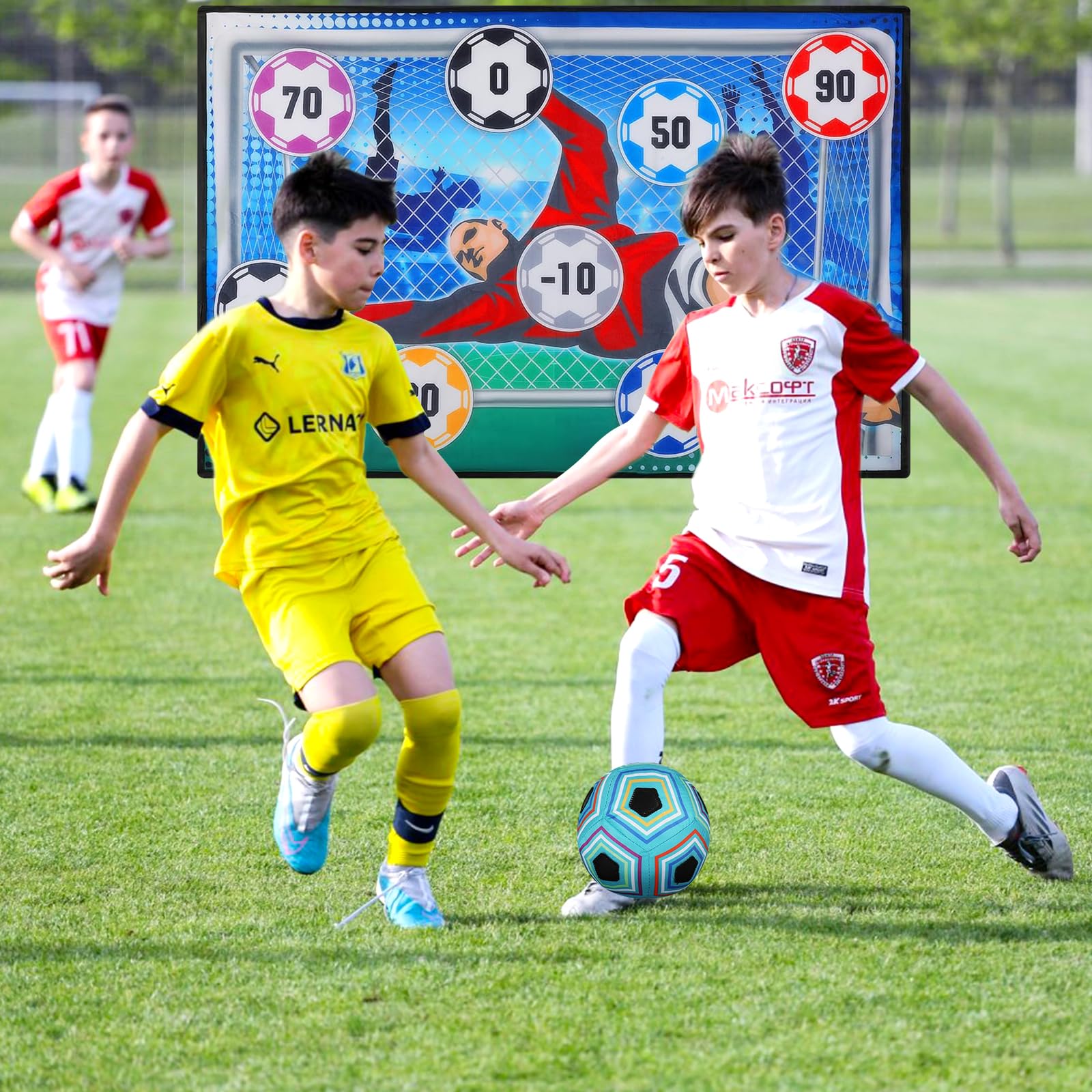 KOIROI Set da Gioco con Pallone da Calcio per Bambini di 3 4 5 6 7 8 Anni, Gioco del Lancio del Calcio Giochi da Esterno per Bambini Gioco Calcio, Regalo di Compleanno per Ragazzi e Ragazze