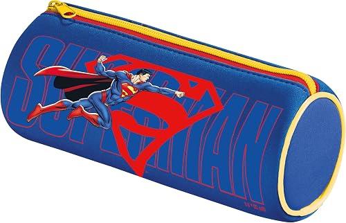 Maped - Superman Round Pencil Case - Neoprene Pencil Case, Soft Anti-Tear Fabric - 21 cm x 6 cm