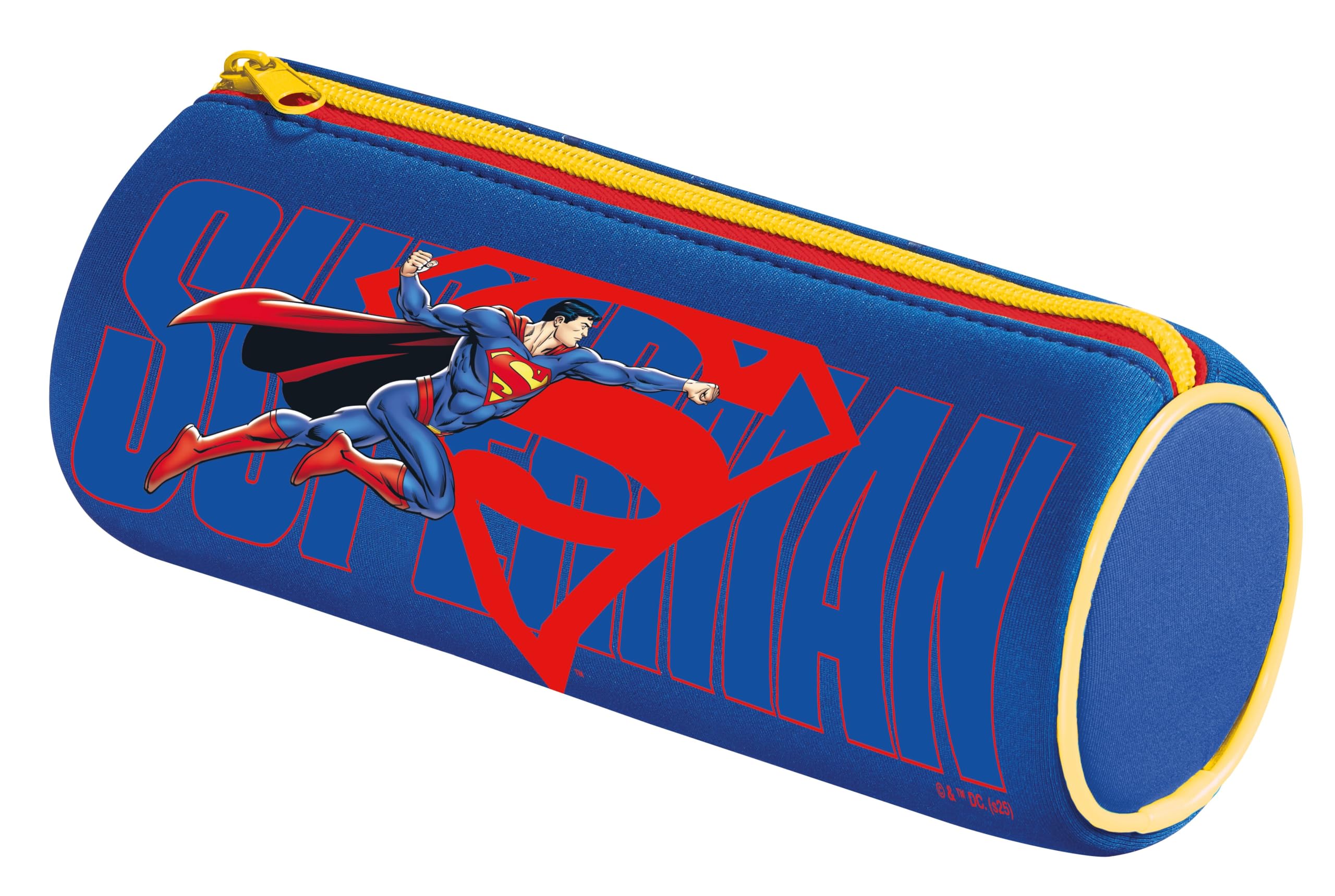 Maped - Superman Round Pencil Case - Neoprene Pencil Case, Soft Anti-Tear Fabric - 21 cm x 6 cm, Blue