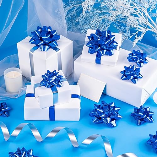 Miniatura 4 de WRAPAHOLIC Surtido de lazos de regalo azules (24 lazos) para cumpleaños, bodas, Navidad, baby shower, despedidas de soltera