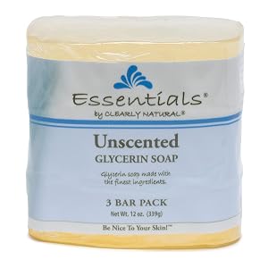 Clearly Natural Essentials Glycerin Bar Soap Unscented 4 Ounce Pack of 3 Packaging May Vary