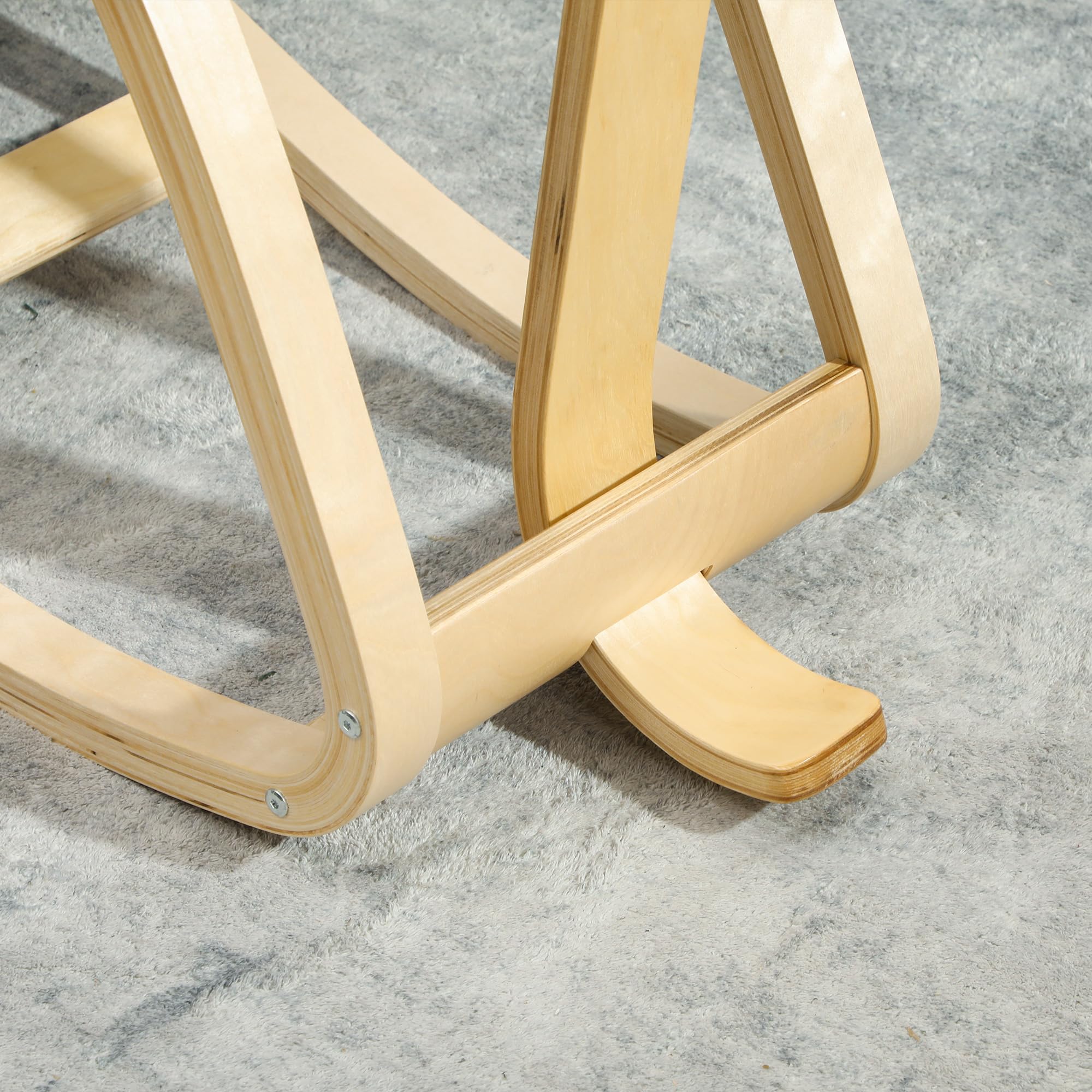 HOMCOM Ergonomischer Kniestuhl mit Rückenlehne, Sitz, Kniesitz mit Wippe, ergonomischer Hocker aus Holz, orthopädischer Bürohocker, Haltungskorrektor, lindert Rückenschmerzen, Creme