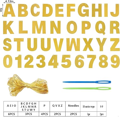 Miniatura 2 de Kit de pancartas de bricolaje con letras con purpurina, letras doradas personalizables, pancartas de cumpleaños, pancarta de graduación, pancarta