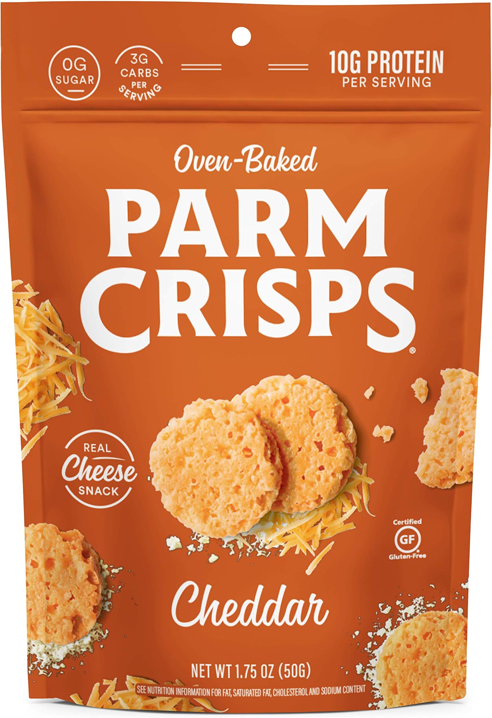 Cheddar Cheese Crisps, Made Simply with 100% REAL Cheese | Healthy Keto Snacks, Low Carb, High Protein, Gluten Free, Oven Baked, Keto-Friendly | 1.75 Oz (Pack of 6)