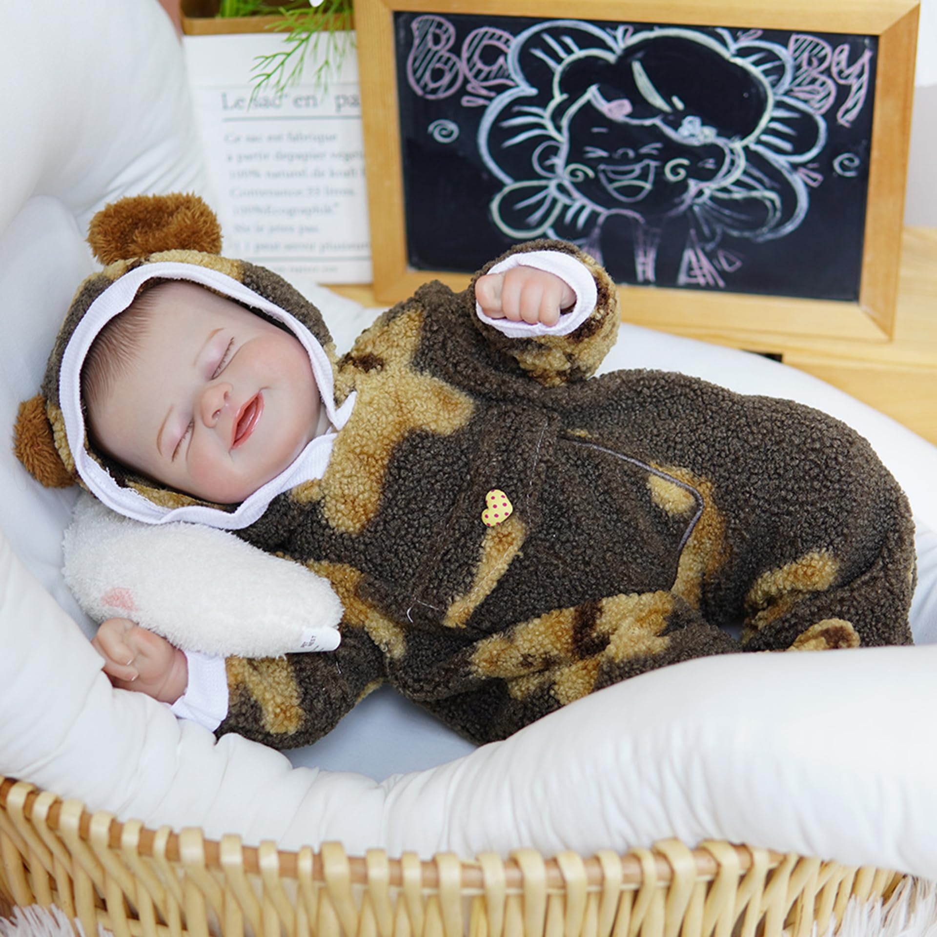 YIHANGG 45cm Bambola Bebe Reborn Realistica Maschio Bambole Reborn Che Sembrano Vere Occhi Chiusi Bambolotto Neonato Reborn Compleanno Natale Regalo