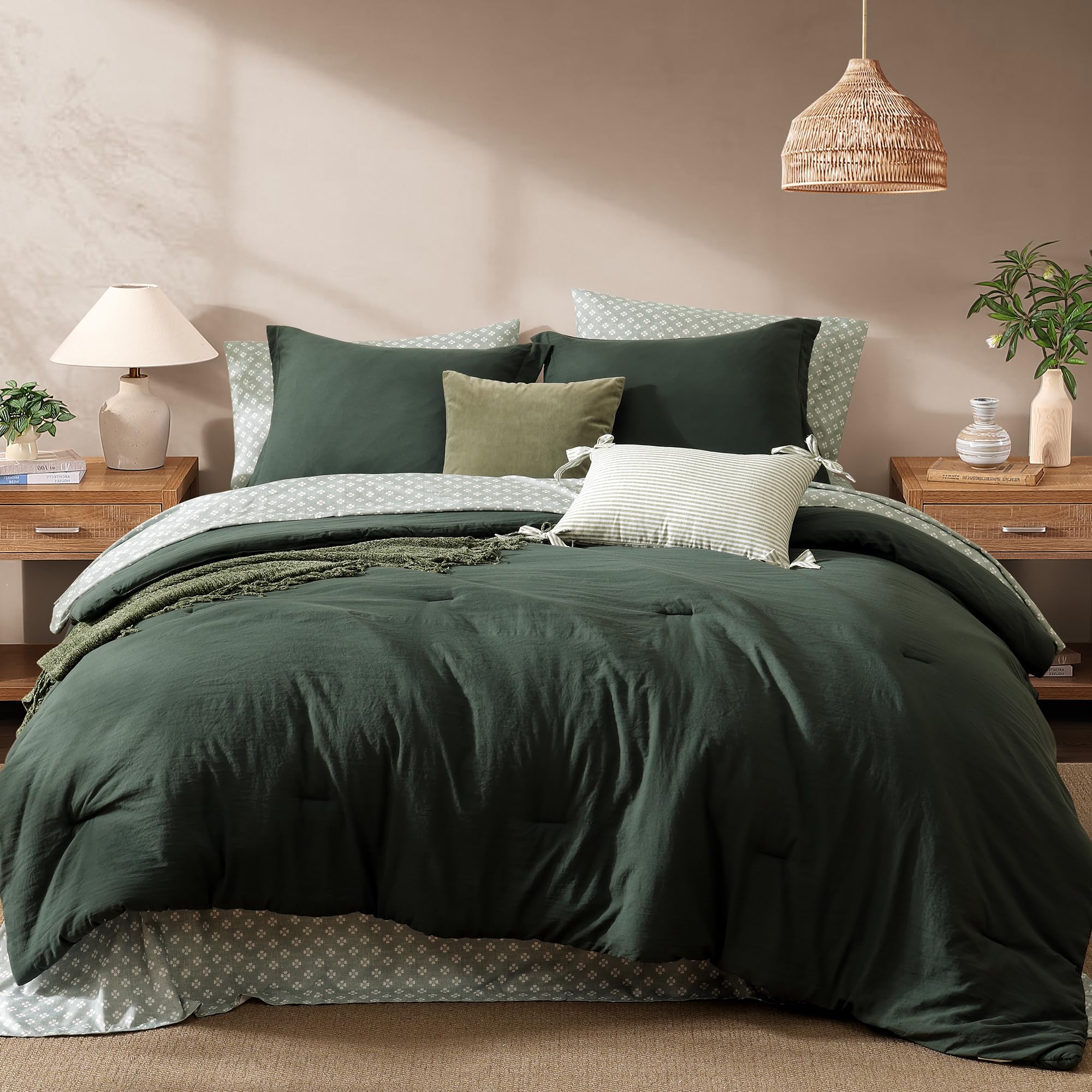 Photo 1 of Monbix King Size Comforter Set - 7 Pieces Deep Forest Prewashed Bed in a Bag King Bedding Sets with Comforters, All Seasons Ultra Soft Comforter Bed Set with Sheets,Pillowcases & Shams