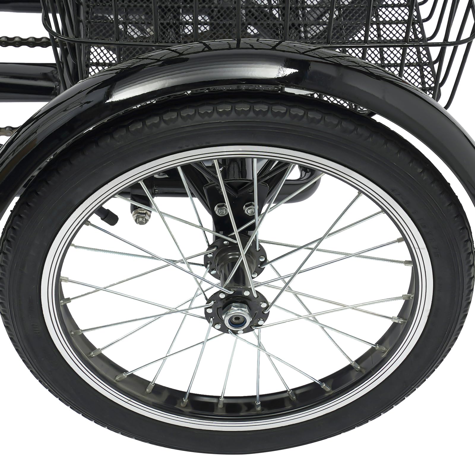 Triciclo para adultos de acero al carbono de 3 ruedas con cesta de la compra de hasta 330,69 libras, triciclo de altura regulable, bicicleta de crucero para personas mayores, color negro
