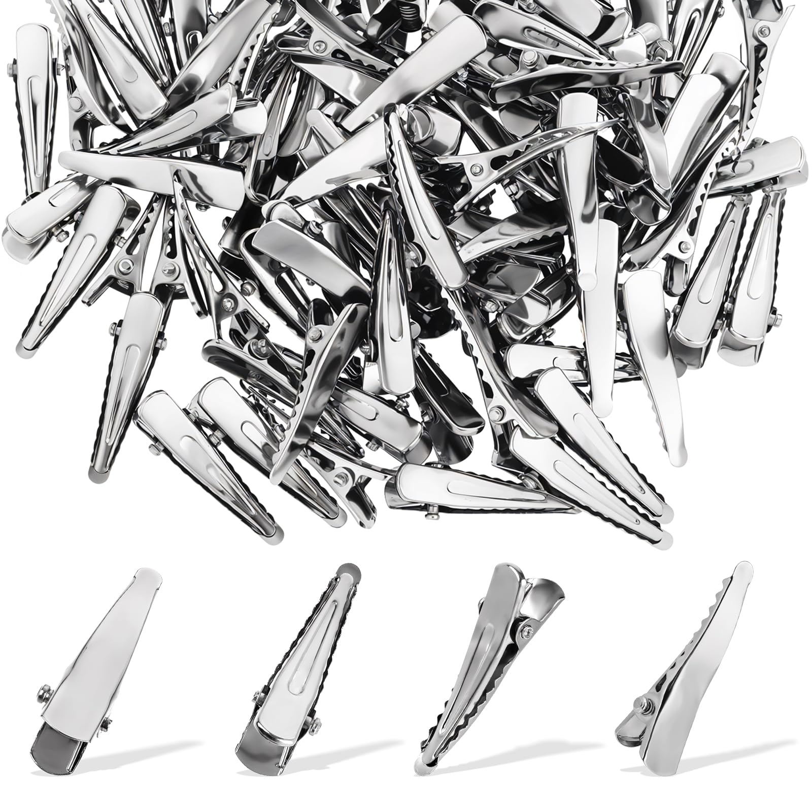 100 Pcs Alligator Hair Clips, Silver Metal Alligator Hair Pins Small Crocodile Clip for Hairs Accessories Crafts Accessory DIY Supplies