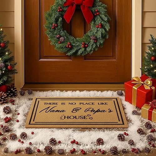 Miniatura 5 de Gejoy Felpudo de 18 x 29.5 pulgadas con texto en inglés "There No Place Like Nan and Papas House", regalo para abuelos, abuelos, abuelas, puerta