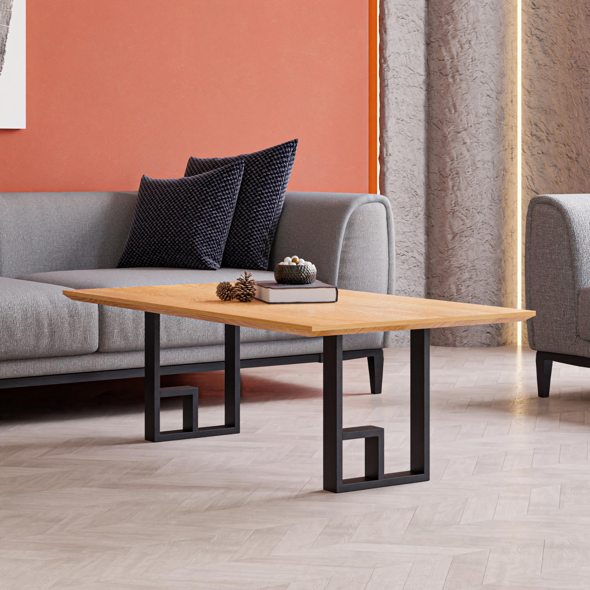 en.casa] Stalen onderstel set van 2 U tafelpoot 70x57 cm zwart mat