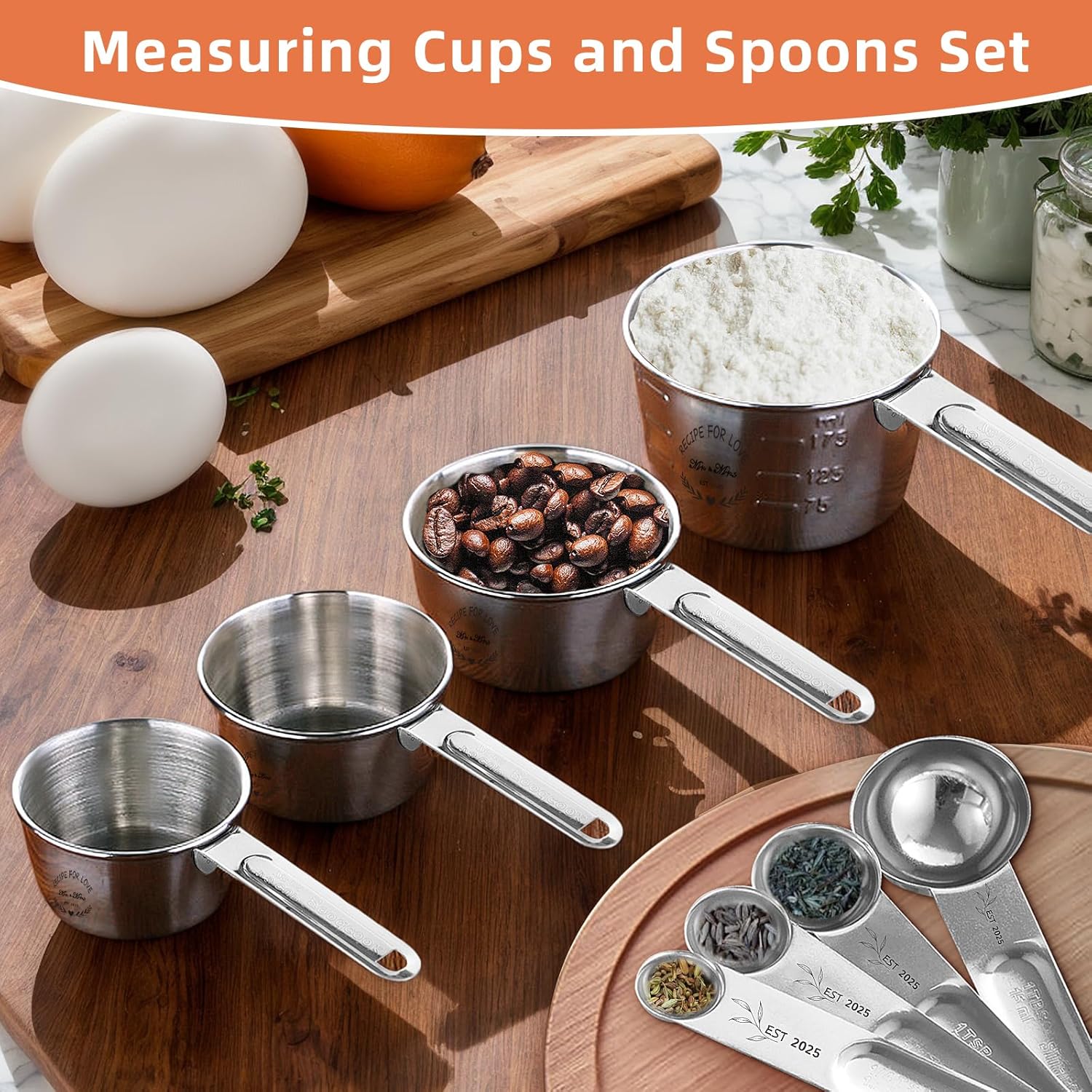 Wedding Gifts for Couples 2025,Engagement Gifts for Couples,Mr and Mrs Gifts,Cool Bridal Shower Gifts for Bride to Be,Bride Gifts Measuring Cups and Spoons Set for Newlywed Couple
