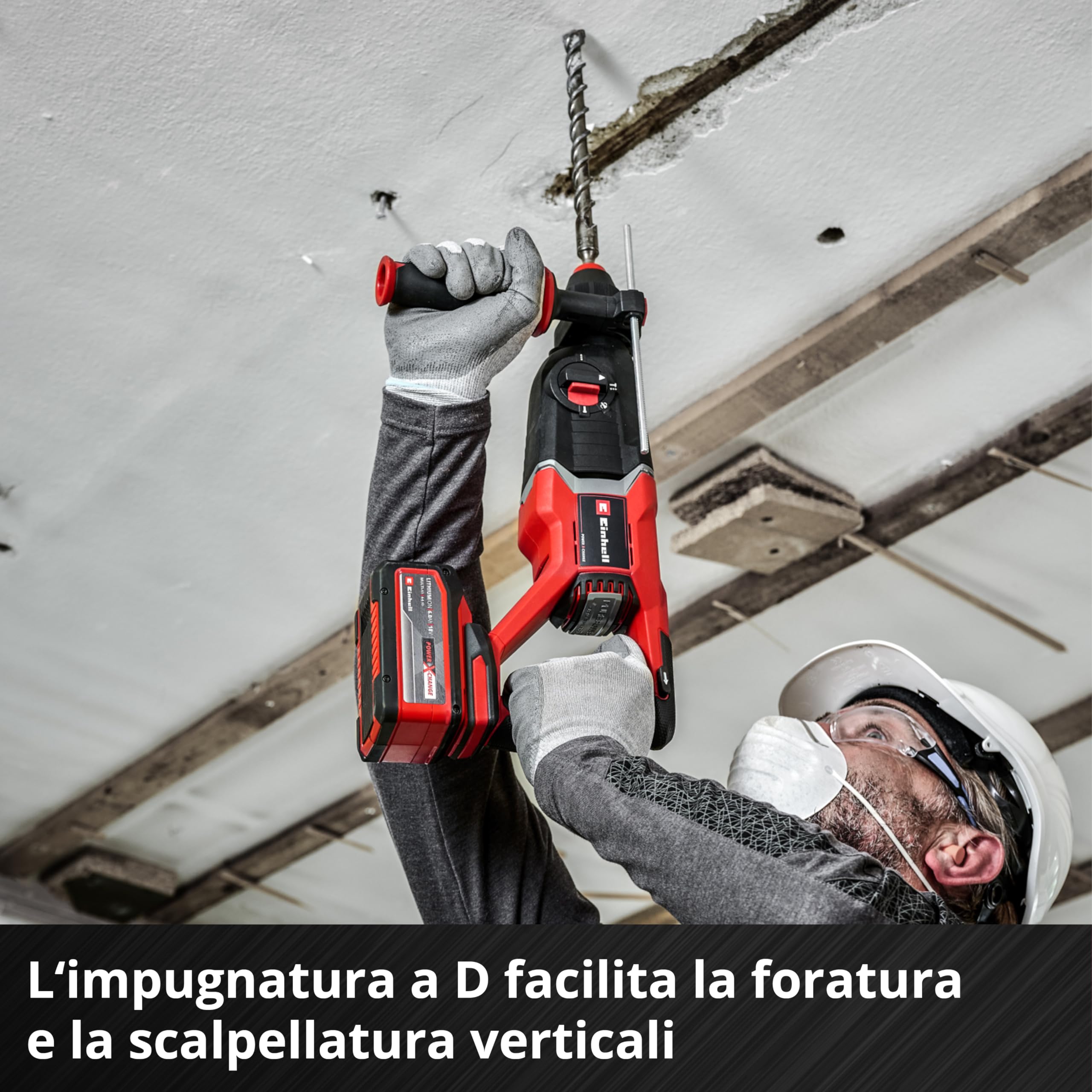 Einhell Professional tassellatore a batteria TP-HD 18/26 Li BL-Solo Power X-Change (18 V, Brushless, 2,6 J, SDS-plus, percussione pneumatica, maniglia a D, valigetta, batteria esclusa)