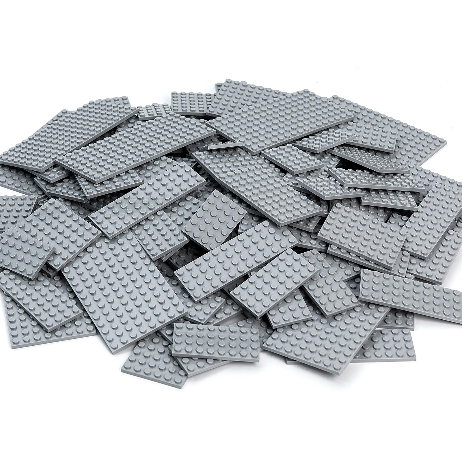 110 Pieces Classic Building Plates, 11 Sizes Small Baseplates Multipacks - Compatible with All Major Brands Pieces, Flat Platform Base for Moc Building, Light Grey